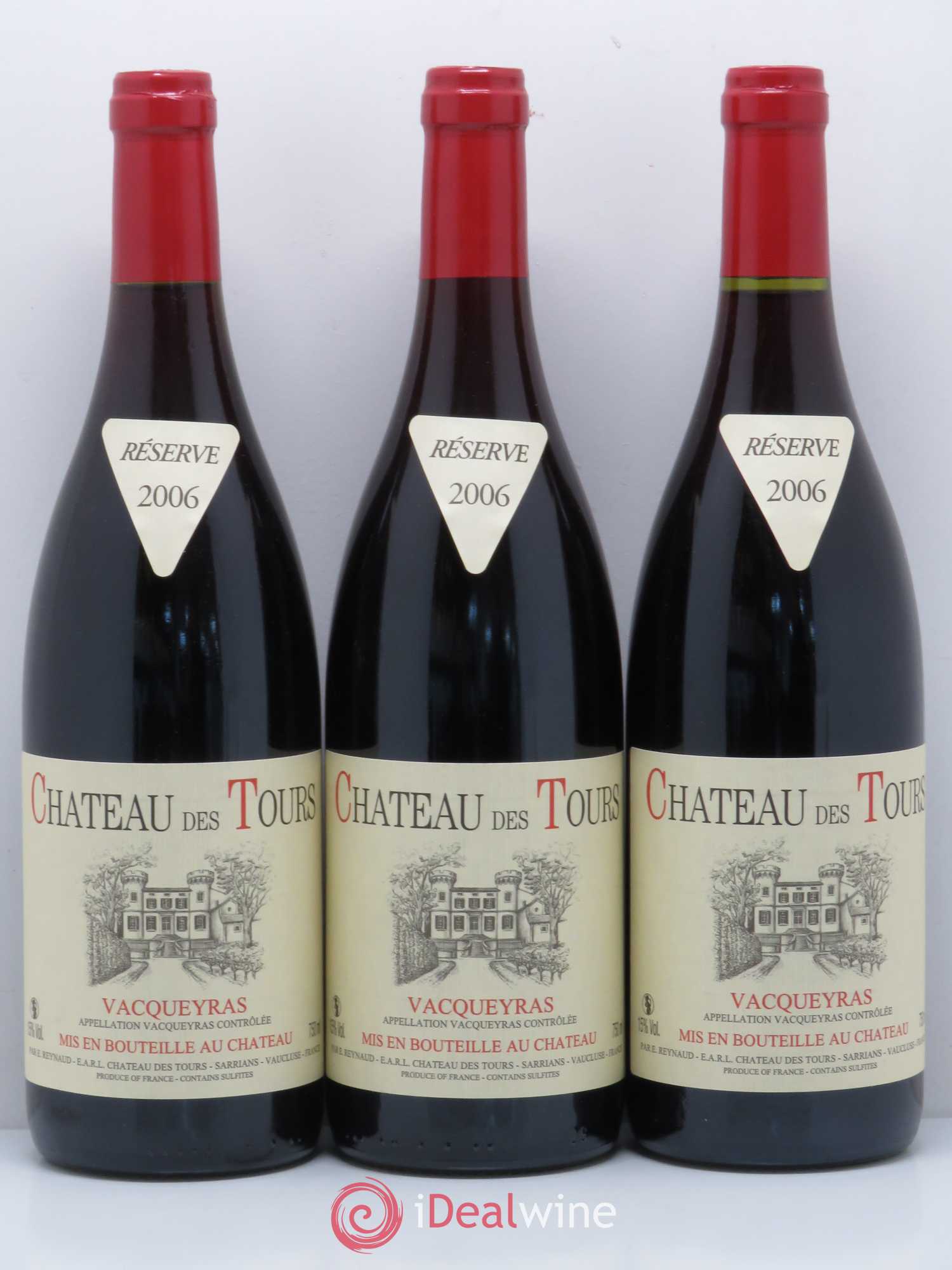 Vacqueyras Château des Tours Emmanuel Reynaud 2006 - Lot de 3 bouteilles - 0