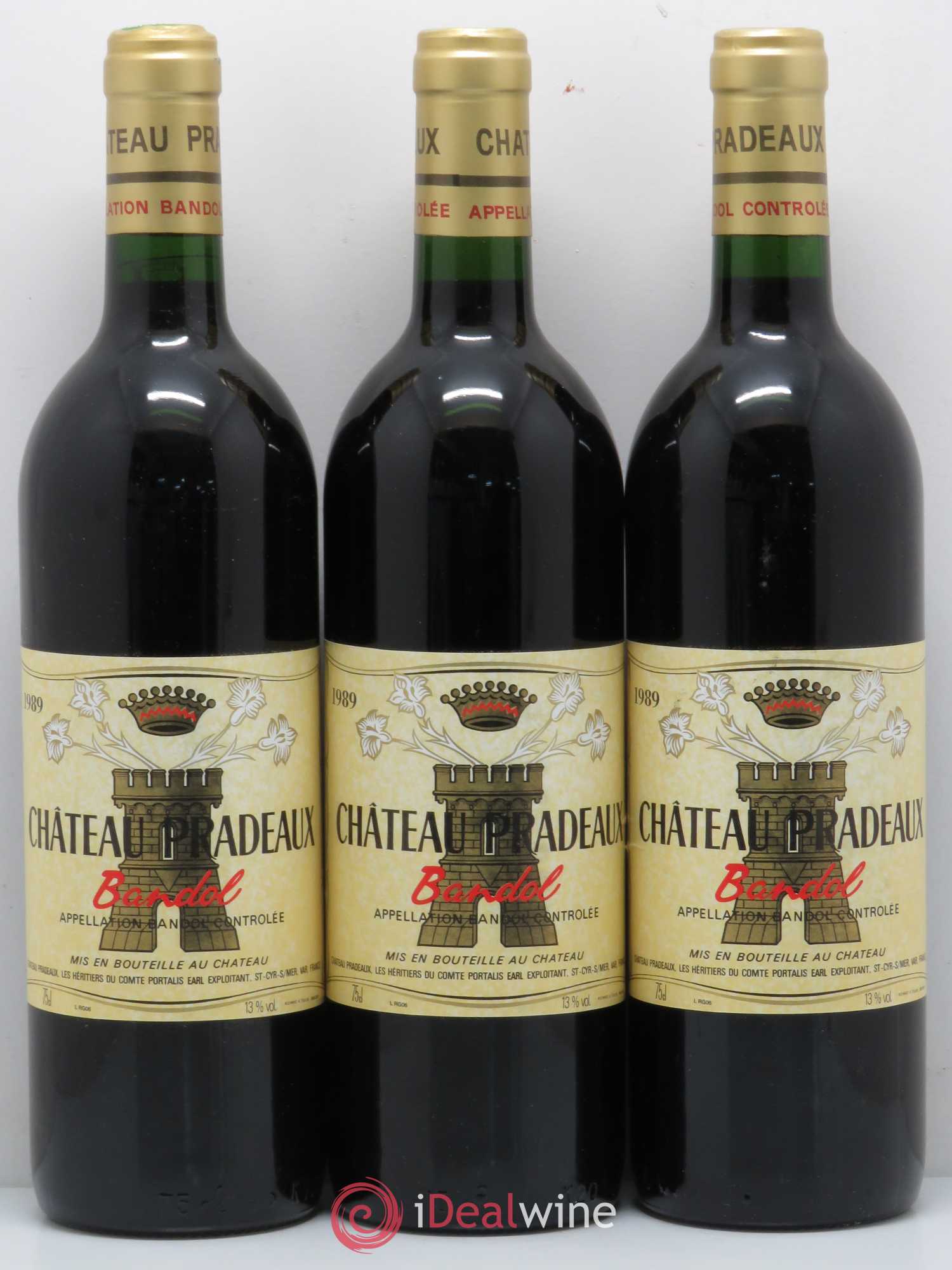 Bandol Château Pradeaux Famille Portalis 1989 - Lot de 3 bouteilles - 0