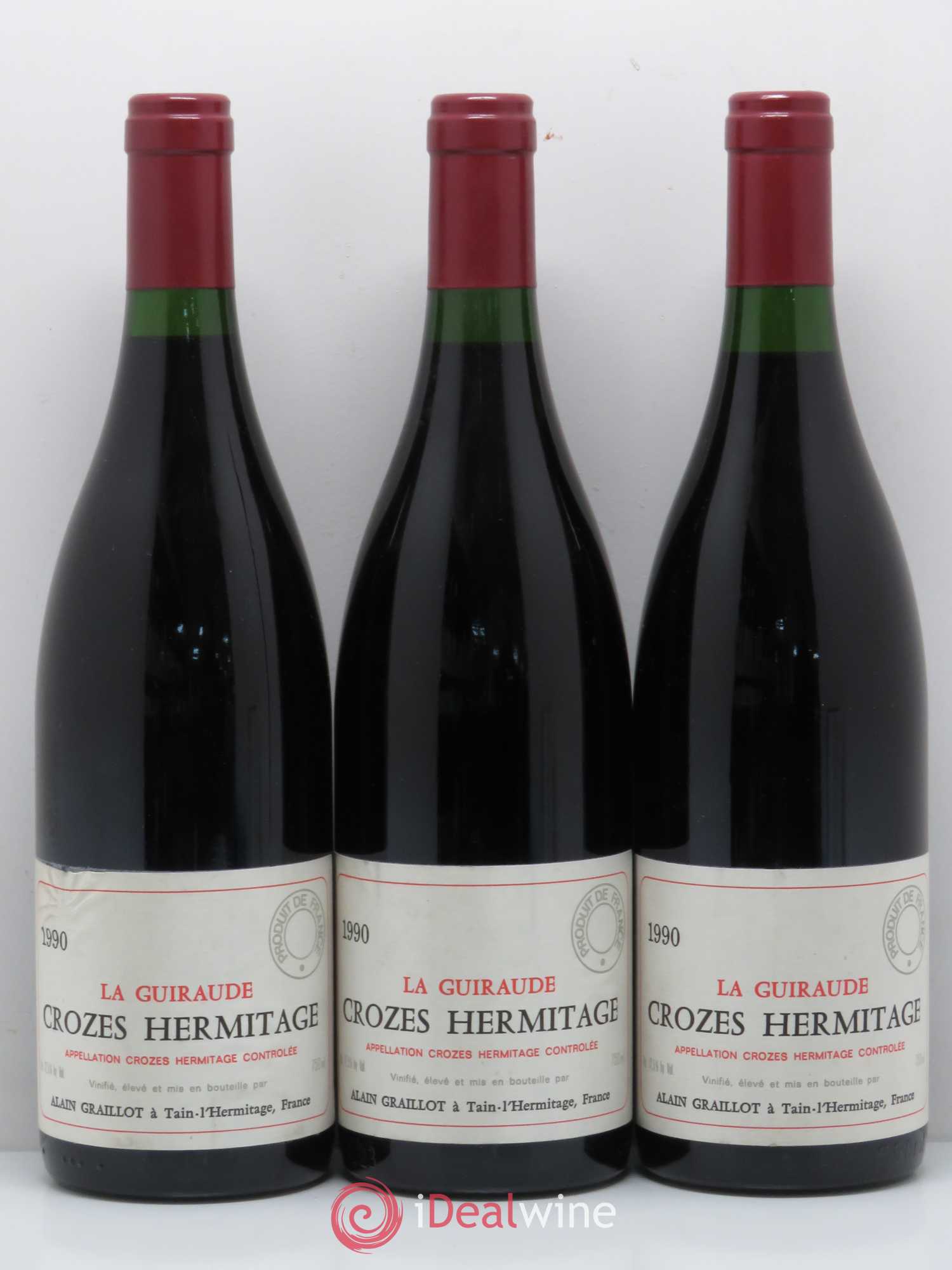 Crozes-Hermitage La Guiraude Domaine Graillot 1990 - Lot de 3 bouteilles - 0