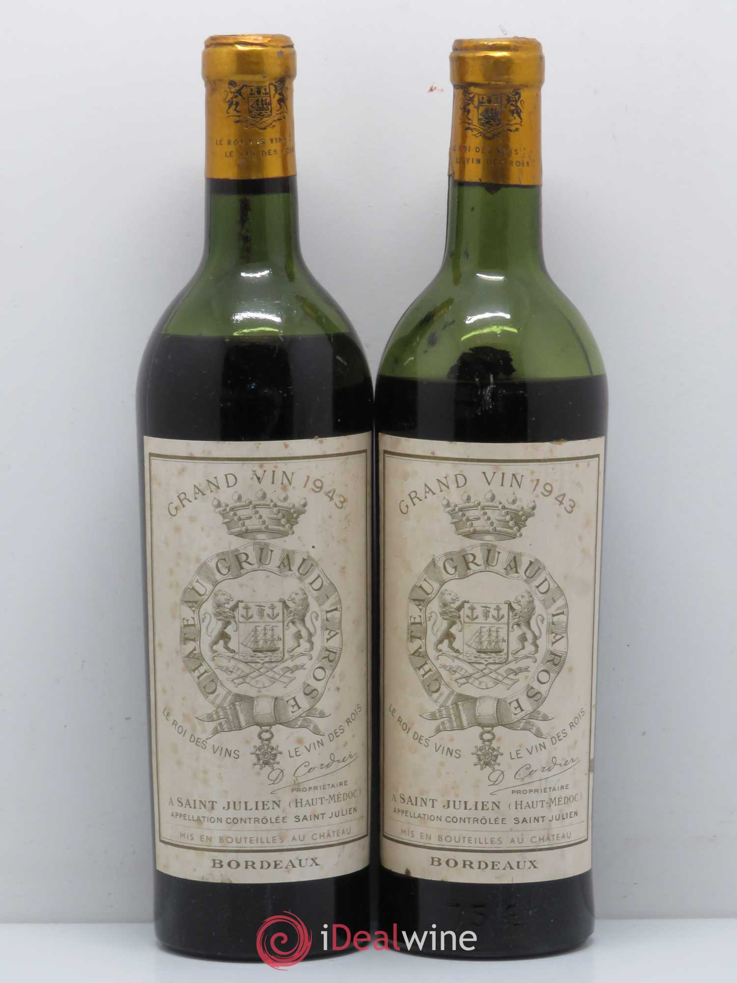 Château Gruaud Larose 2ème Grand Cru Classé (sans prix de réserve) 1943 - Lot de 2 bouteilles - 0