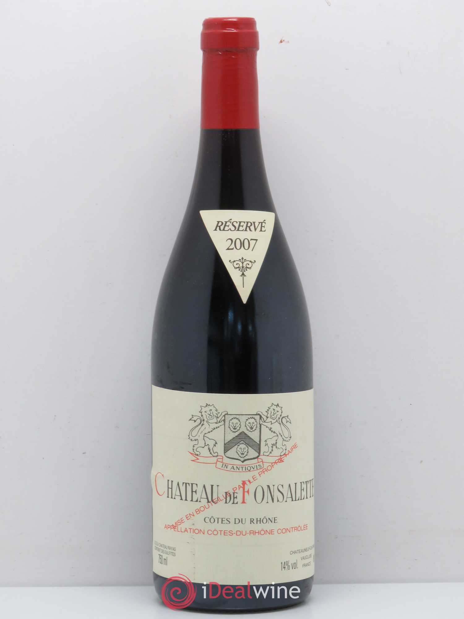 Côtes-du-Rhône Château de Fonsalette Emmanuel Reynaud 2007 - Lot de 1 bouteille - 0