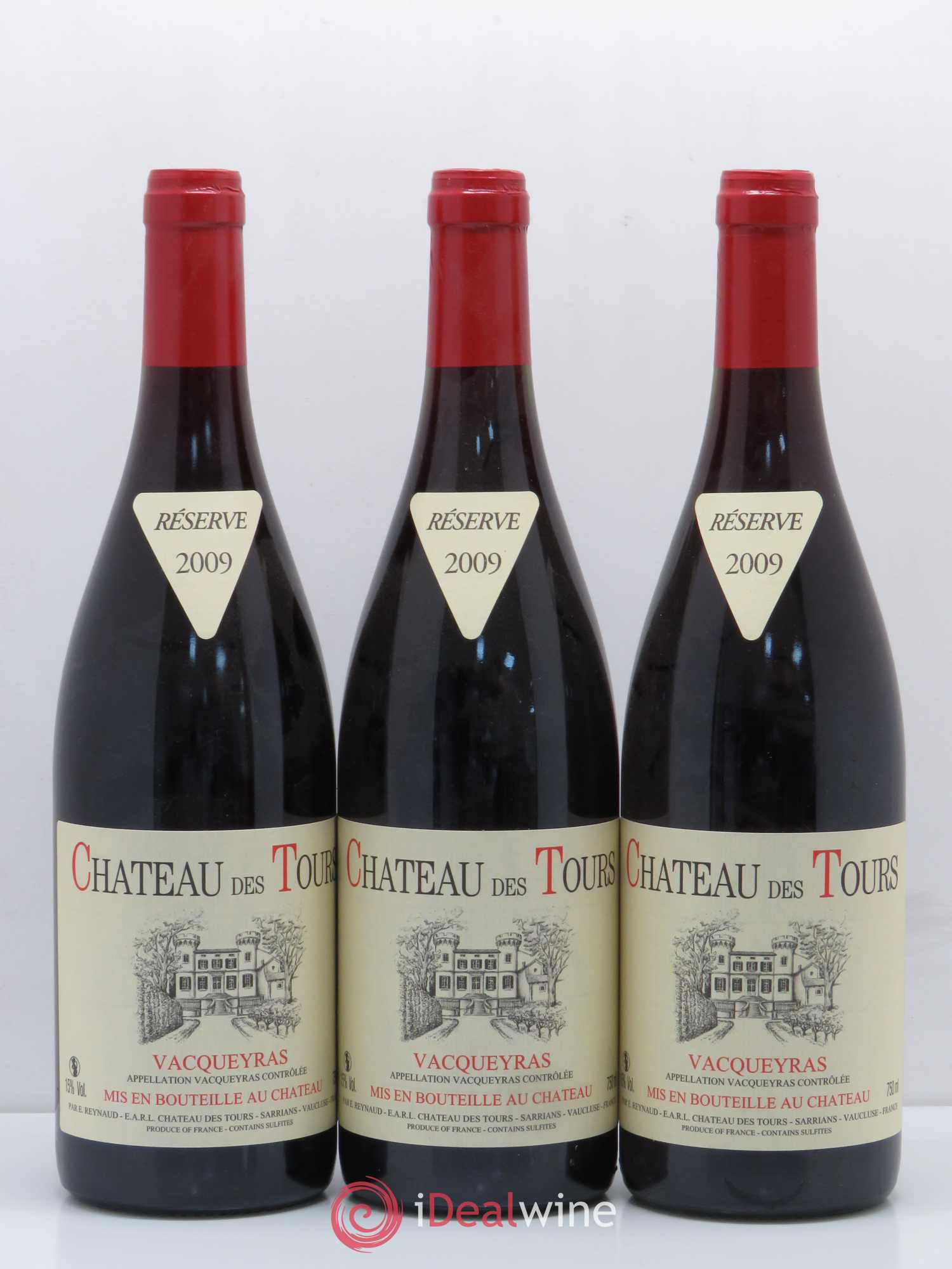 Vacqueyras Château des Tours Emmanuel Reynaud 2009 - Lot de 3 bouteilles - 0