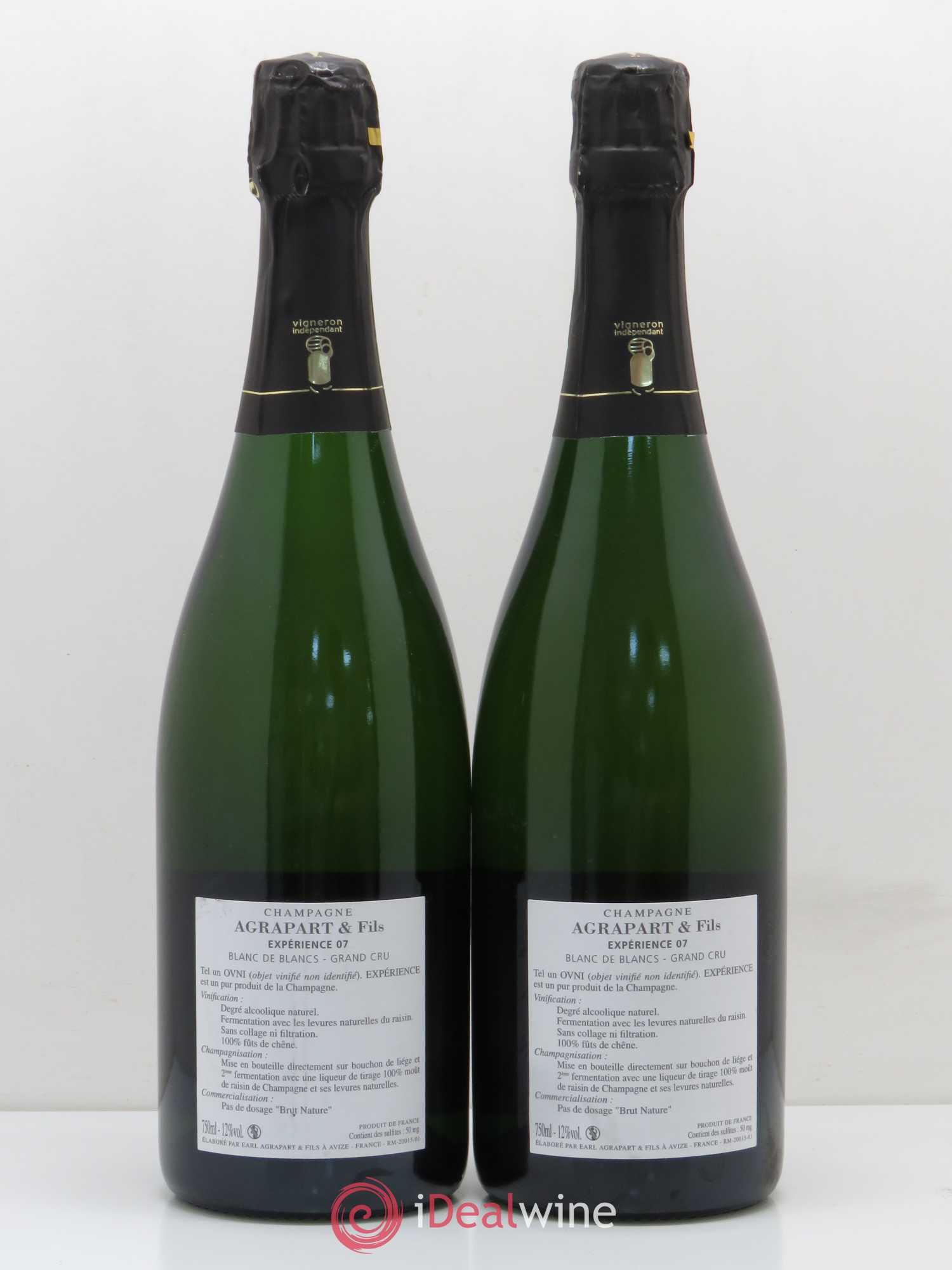 Expérience Blanc de Blancs Grand Cru Brut Nature Agrapart & Fils 2007 - Lot de 2 bouteilles - 1