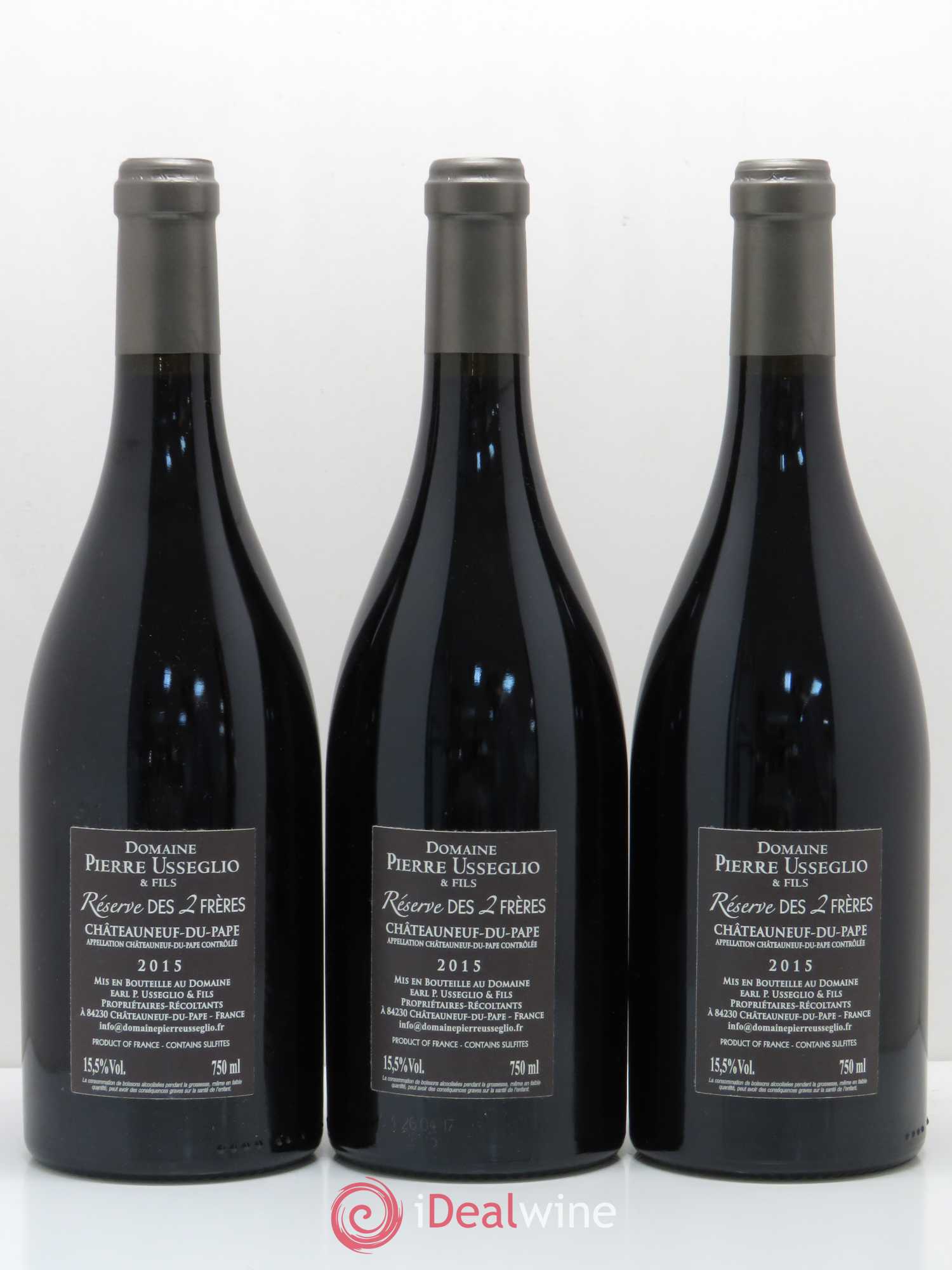 Châteauneuf-du-Pape Réserve des 2 frères Pierre Usseglio & Fils 2015 - Lot de 3 bouteilles - 1