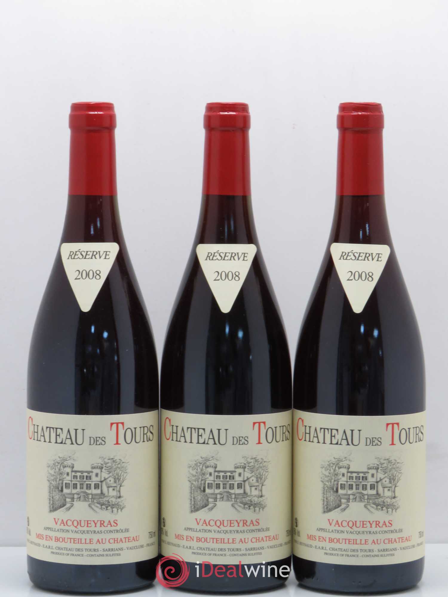 Vacqueyras Château des Tours Emmanuel Reynaud 2008 - Lot de 3 bouteilles - 0
