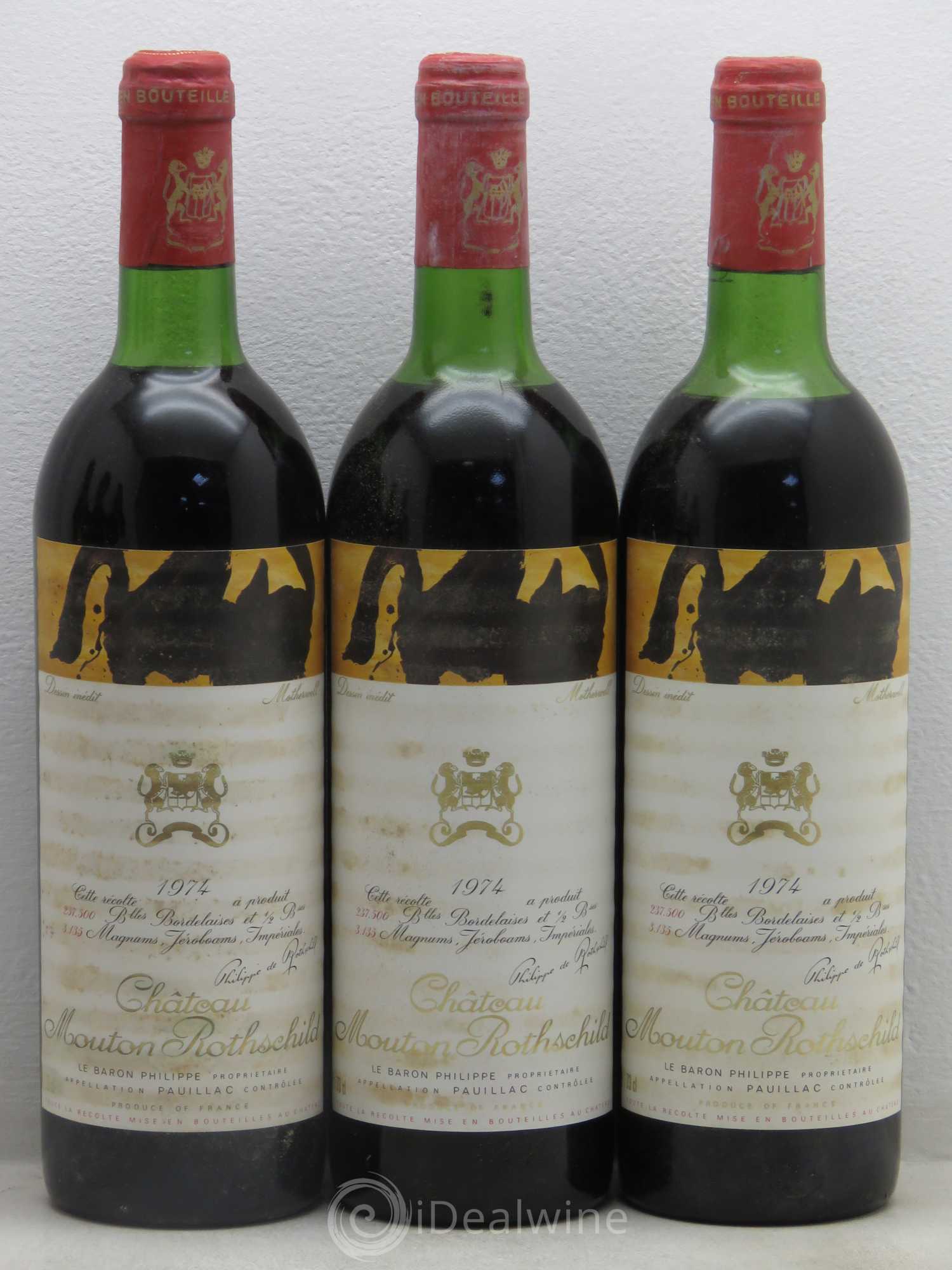 Château Mouton Rothschild 1er Grand Cru Classé 1974 - Lot de 12 bouteilles - 2