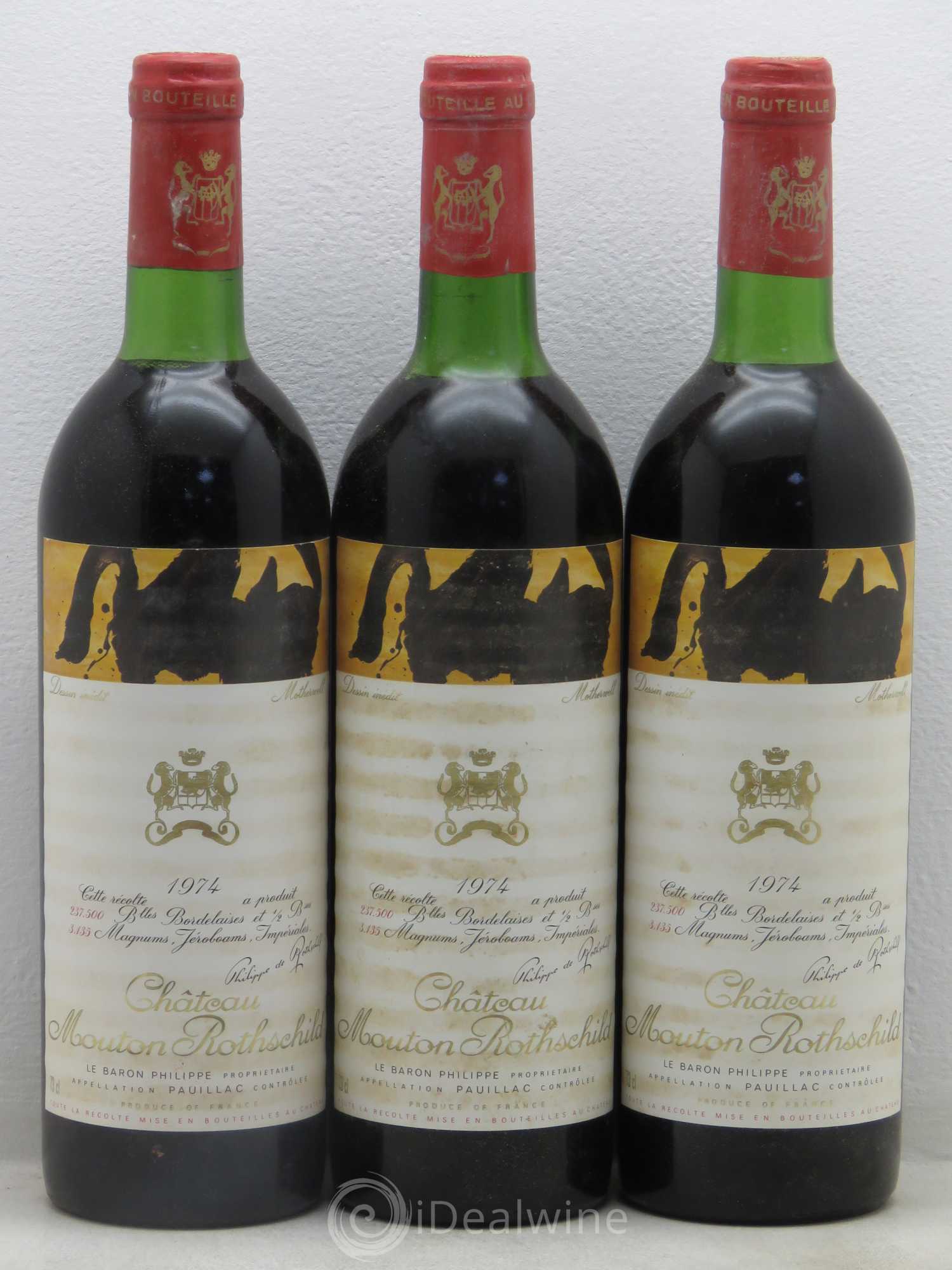 Château Mouton Rothschild 1er Grand Cru Classé 1974 - Lot de 12 bouteilles - 3