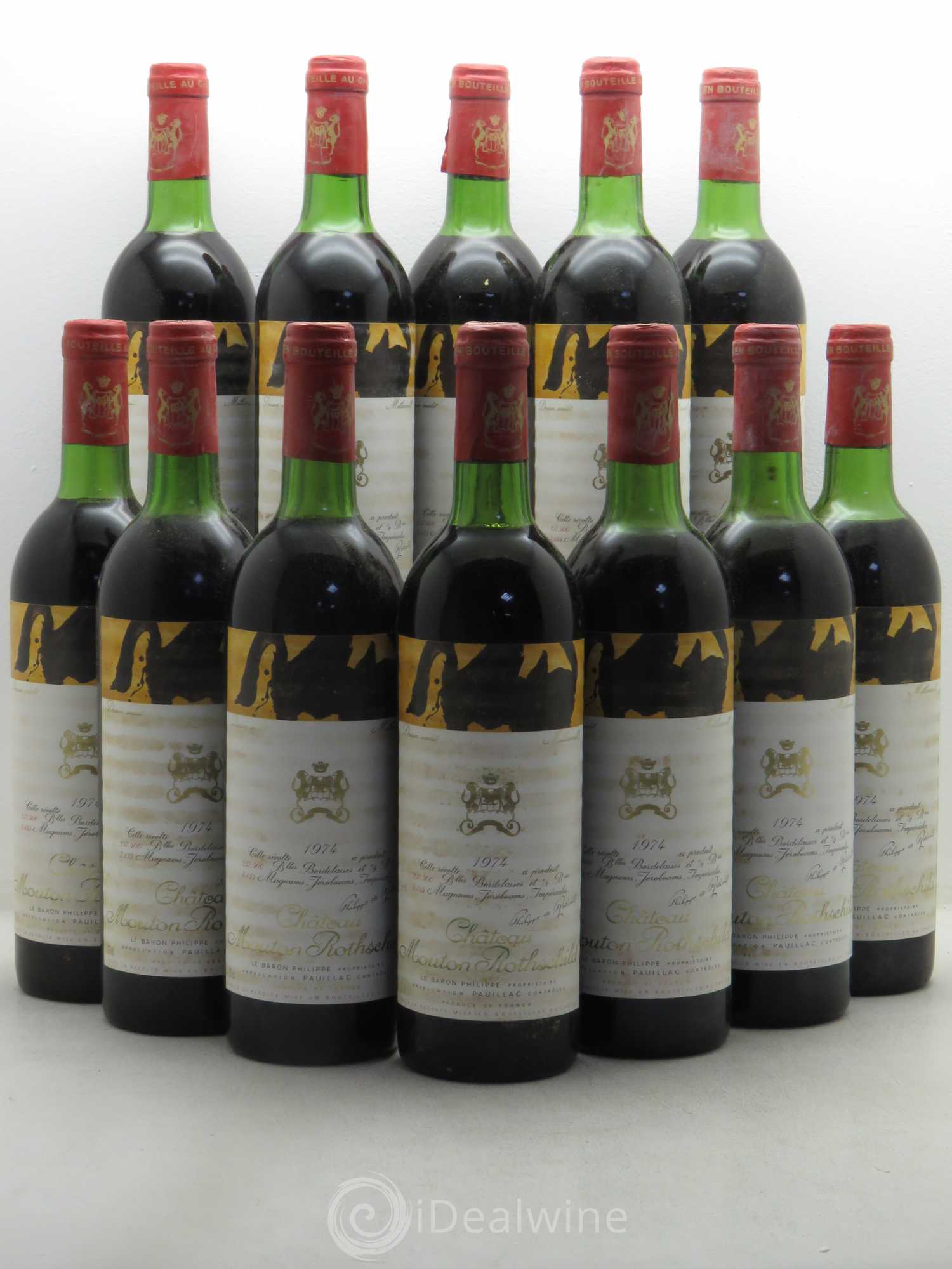 Château Mouton Rothschild 1er Grand Cru Classé 1974 - Lot de 12 bouteilles - 0