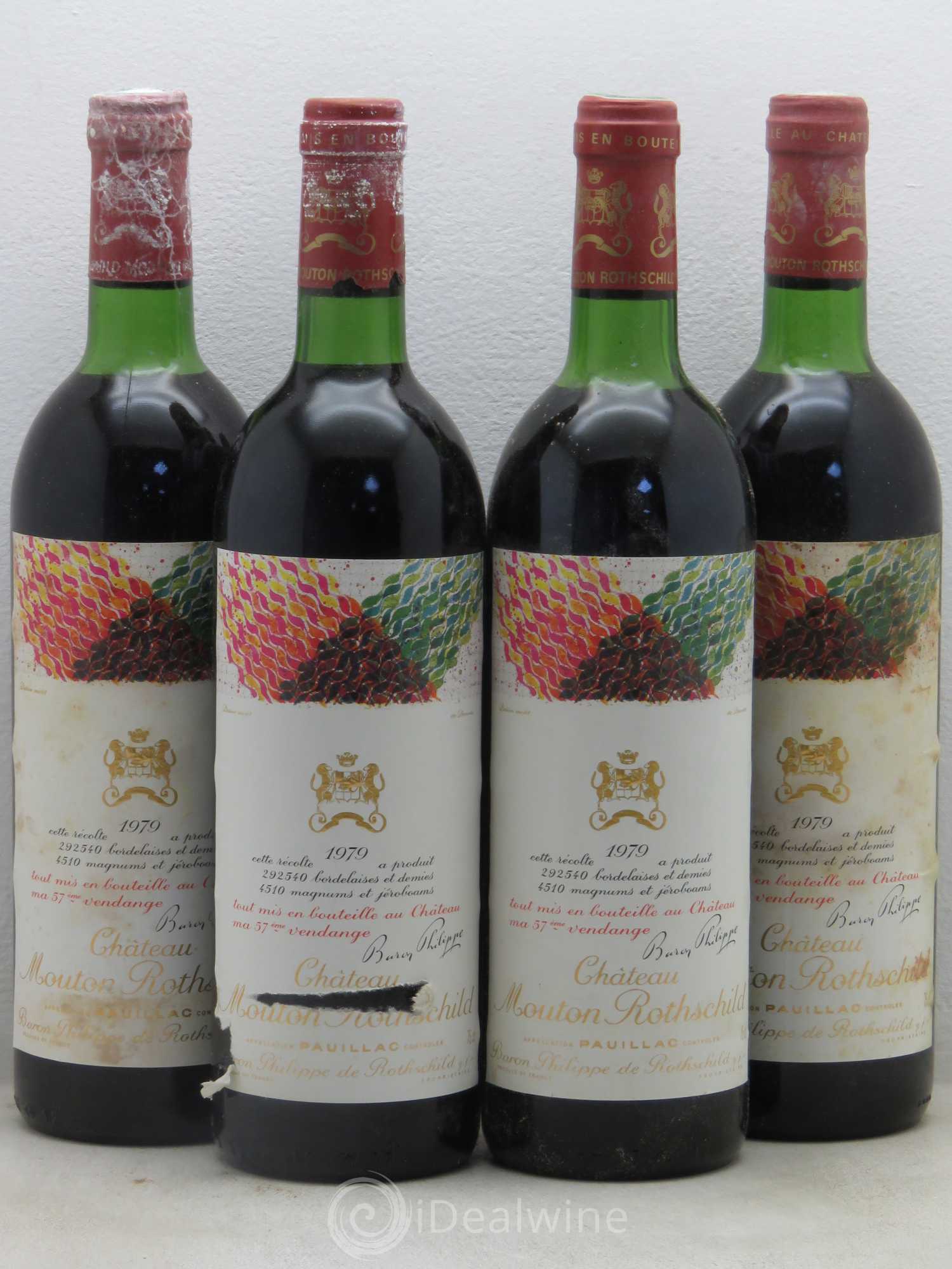 Château Mouton Rothschild 1er Grand Cru Classé 1979 - Lot de 4 bouteilles - 0