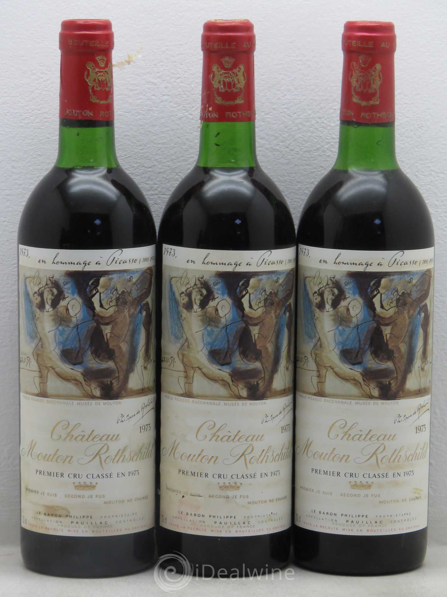 Château Mouton Rothschild 1er Grand Cru Classé 1973 - Lot de 6 bouteilles - 1