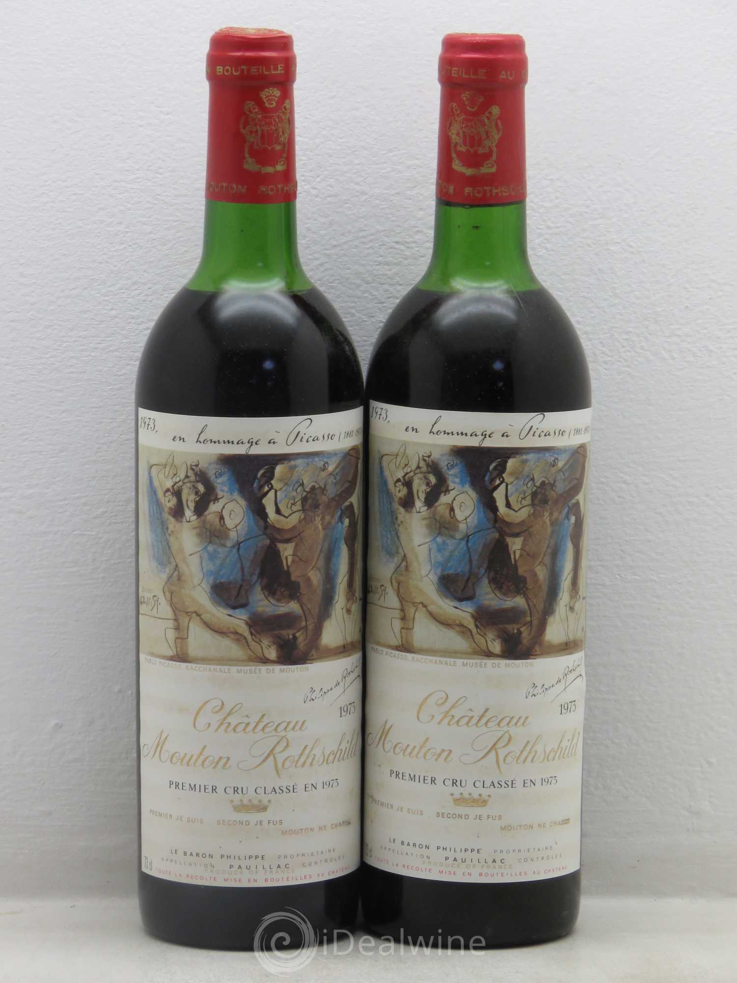 Château Mouton Rothschild 1er Grand Cru Classé 1973 - Lot de 2 bouteilles - 0