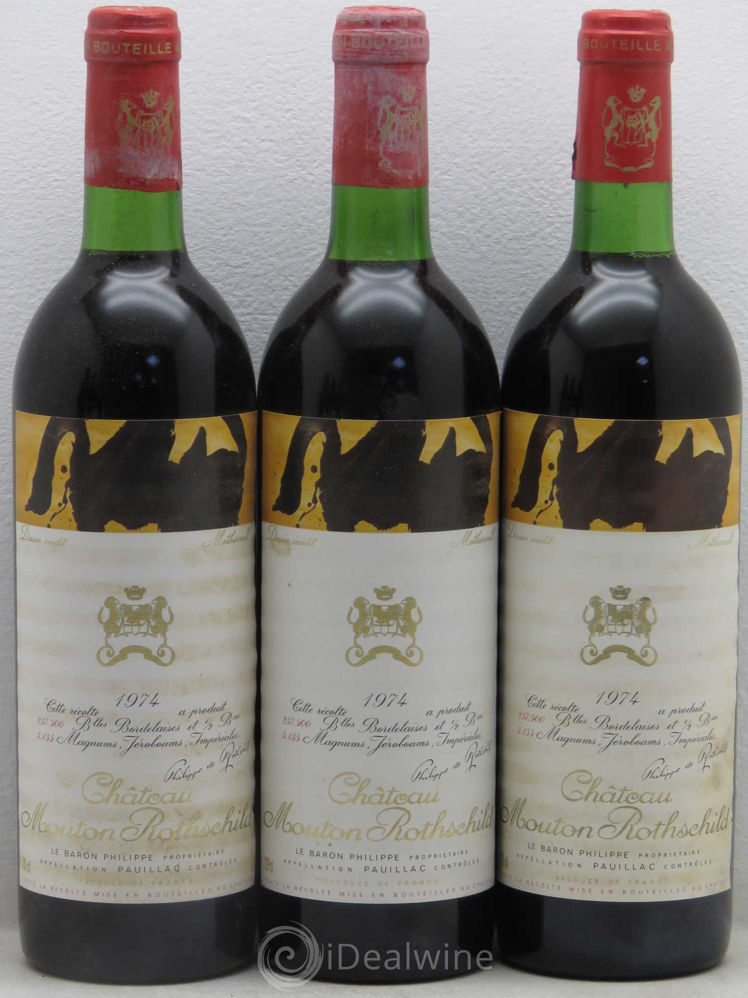 Château Mouton Rothschild 1er Grand Cru Classé 1974 - Lot de 6 bouteilles - 1