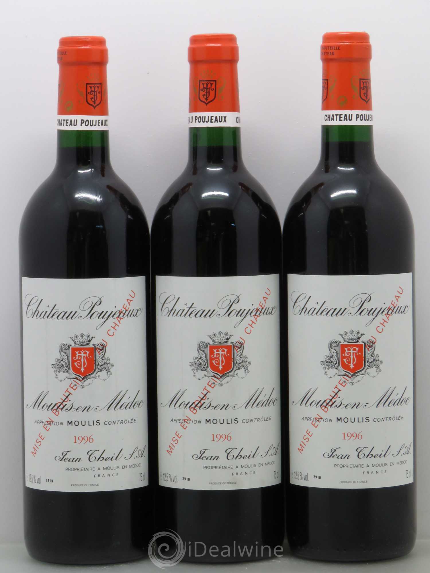 Château Poujeaux 1996 - Lot de 3 bouteilles - 0
