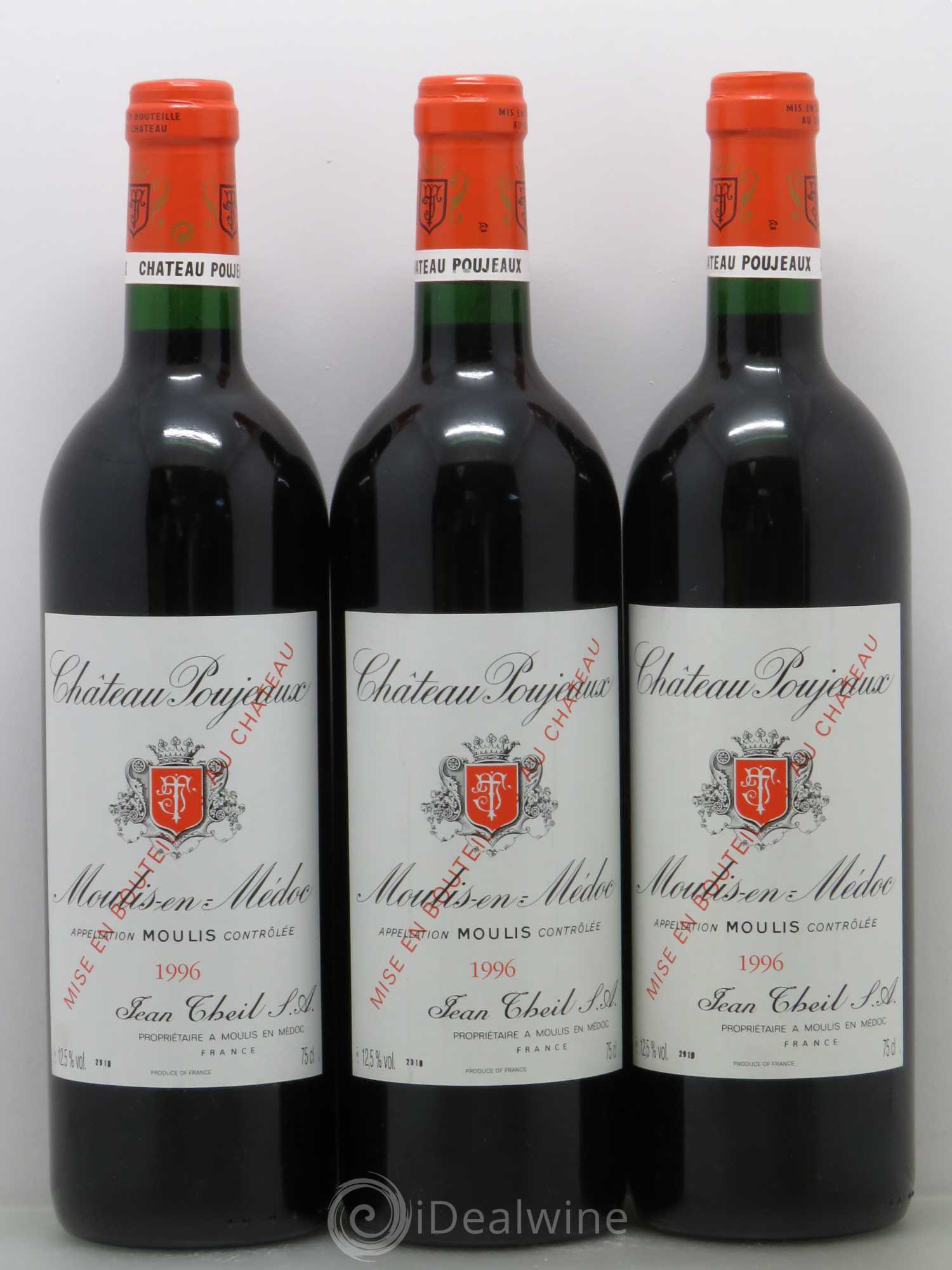 Château Poujeaux 1996 - Lot de 3 bouteilles - 0