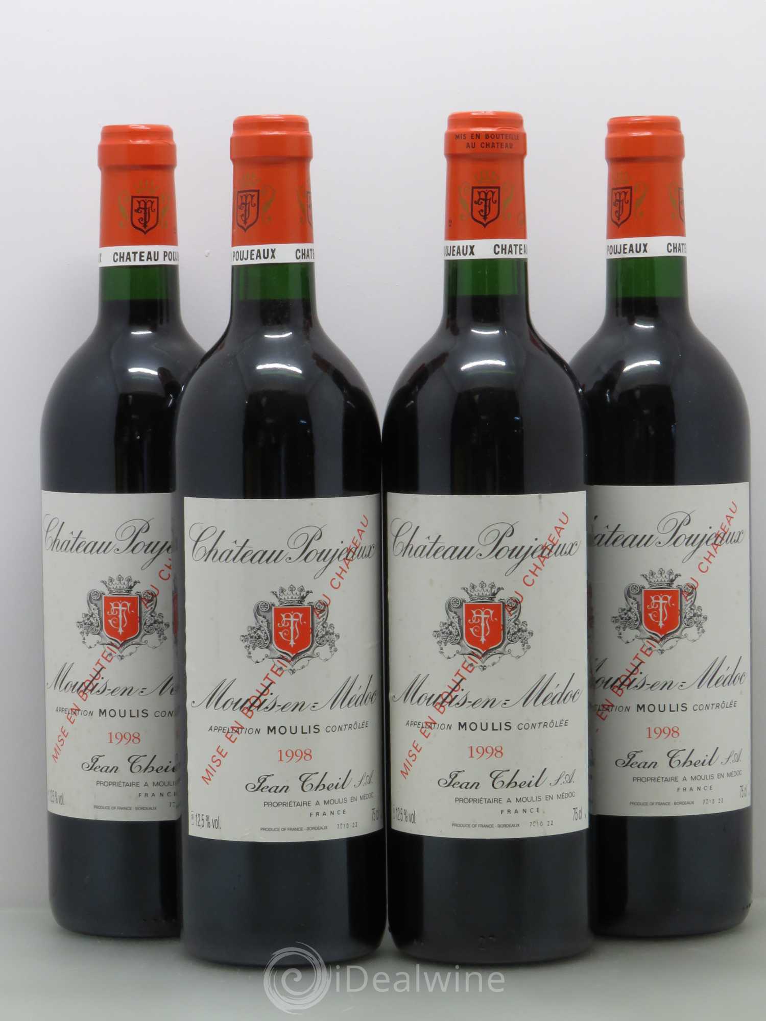 Château Poujeaux 1998 - Lot de 4 bouteilles - 0