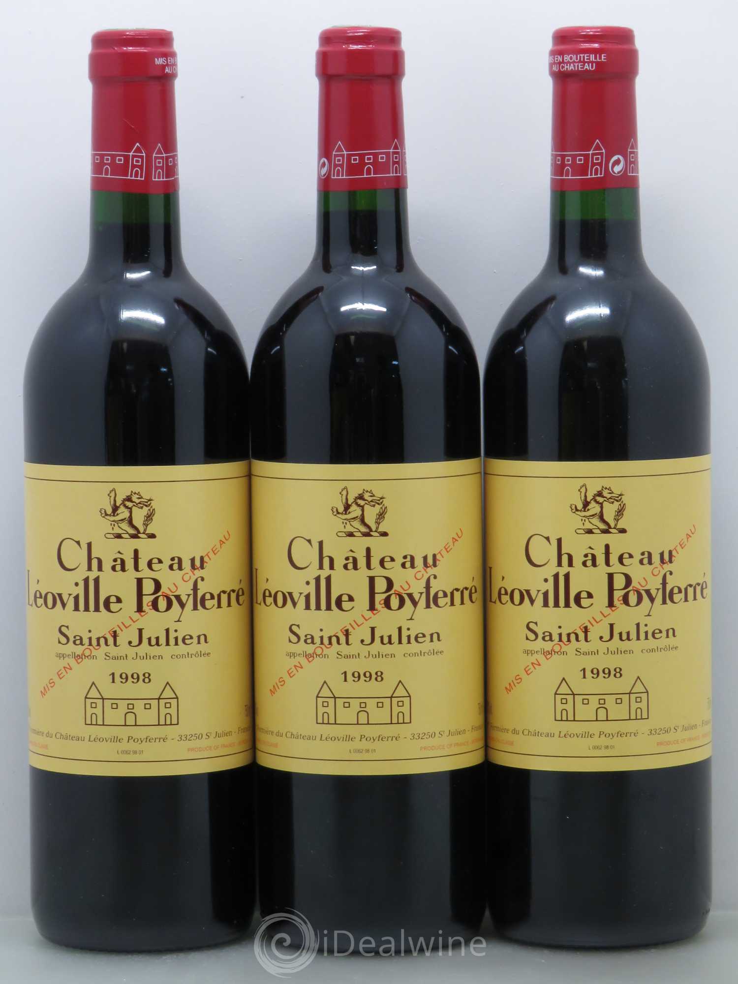 Château Léoville Poyferré 2ème Grand Cru Classé 1998 - Lot de 3 bouteilles - 0