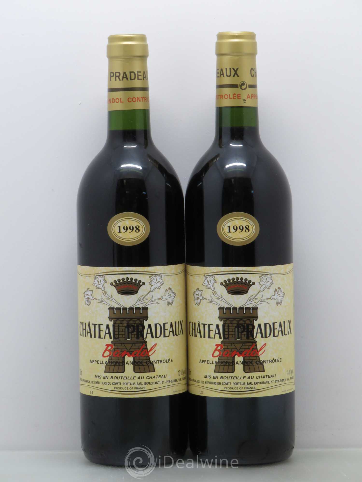Bandol Château Pradeaux Famille Portalis 1998 - Lot de 2 bouteilles - 0