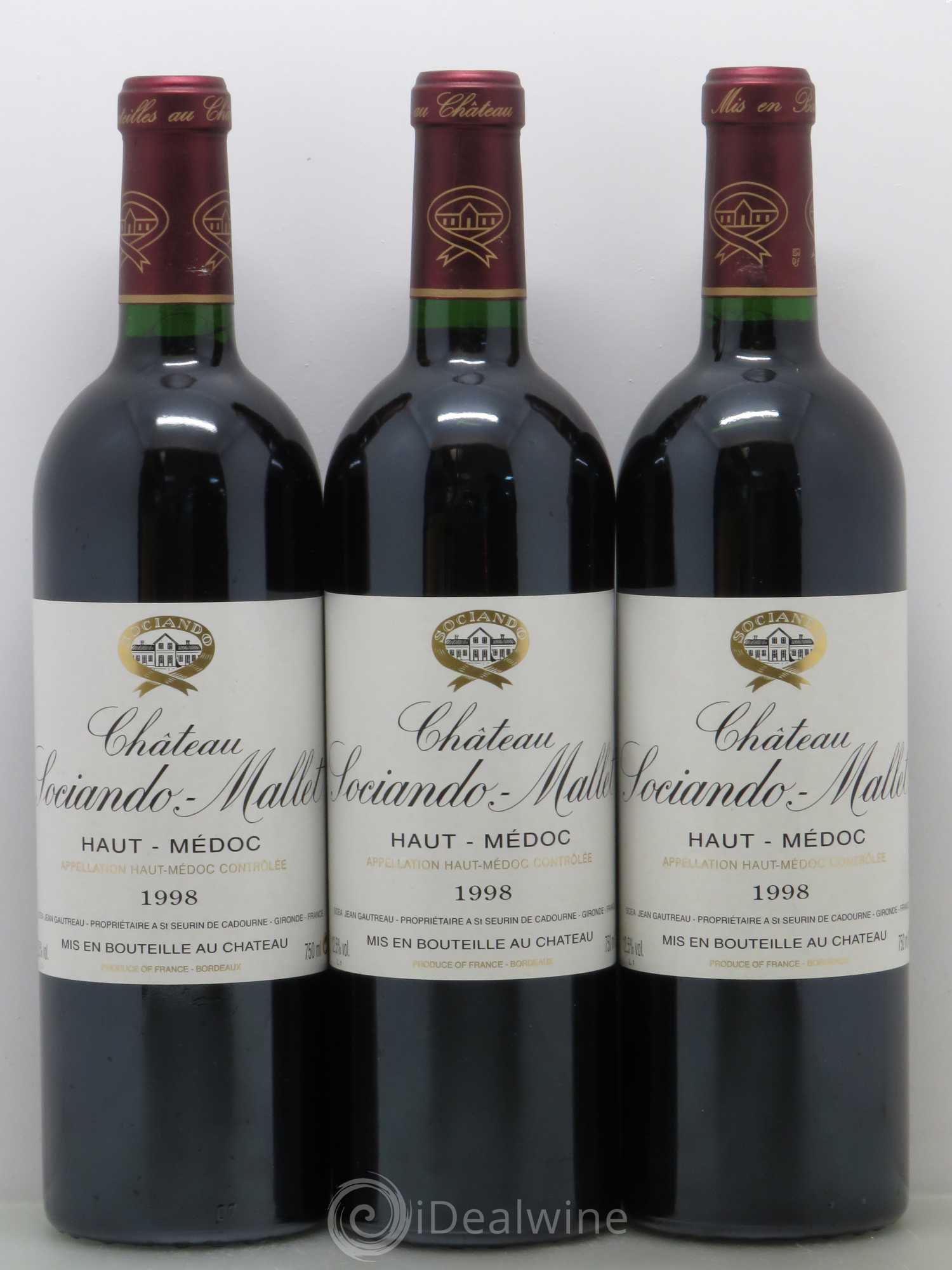 Château Sociando Mallet 1998 - Lot de 3 bouteilles - 0
