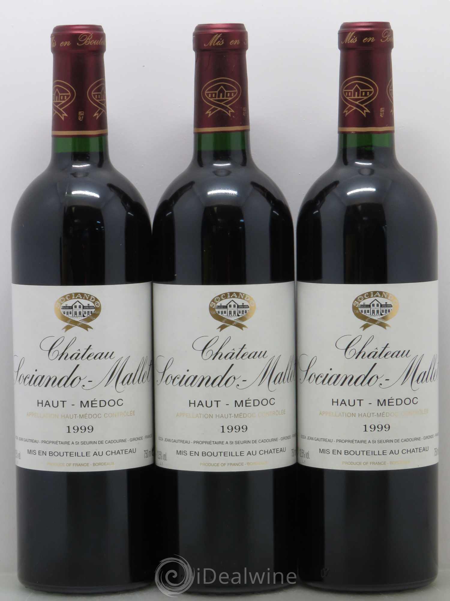 Château Sociando Mallet 1999 - Lot de 3 bouteilles - 0