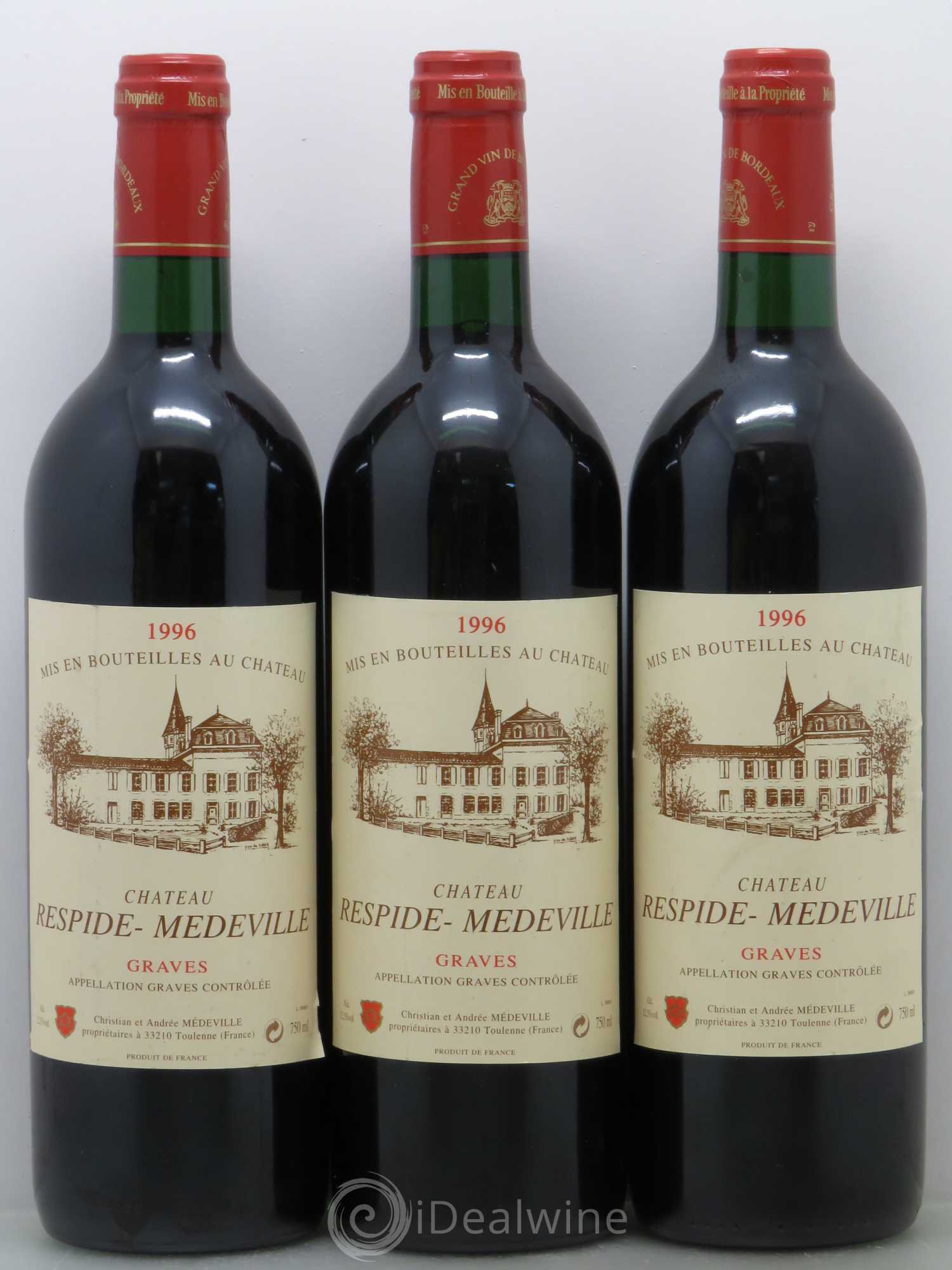 Château Respide Médeville 1996 - Lot de 3 bouteilles - 0