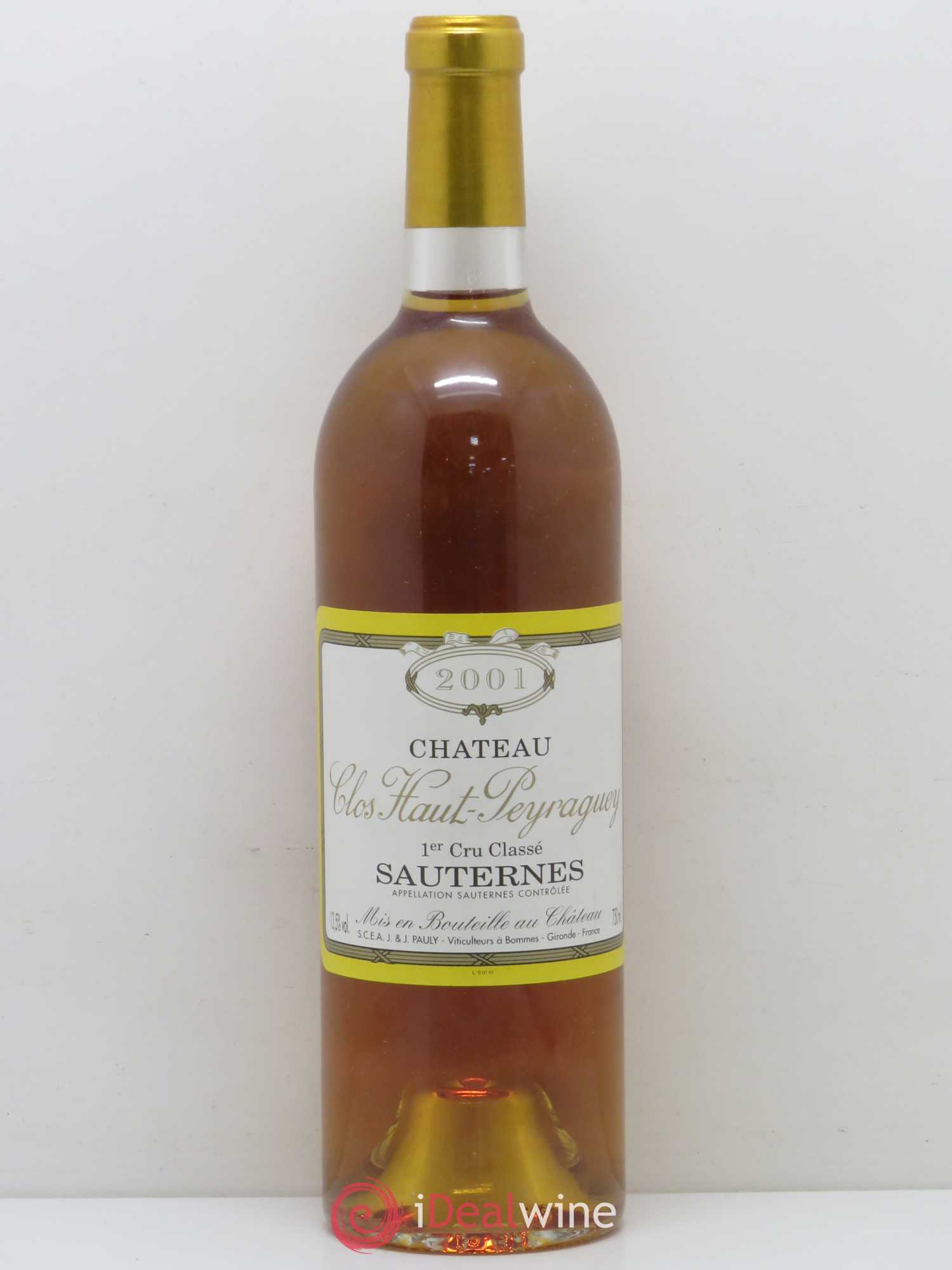 Clos Haut-Peyraguey 1er Grand Cru Classé 2001 - Lotto di 1 bottiglia - 0