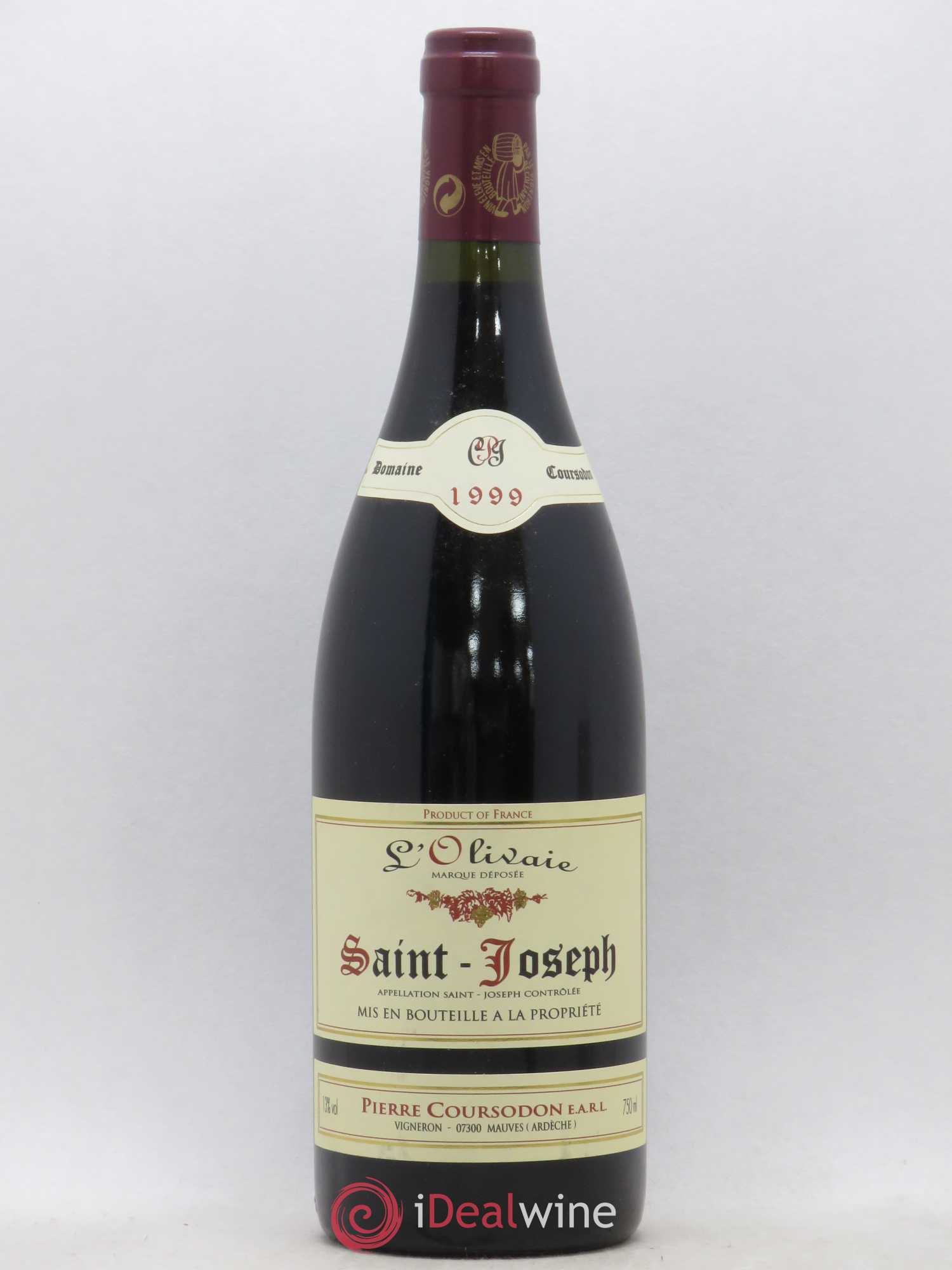 Saint-Joseph L'Olivaie Pierre et Jérôme Coursodon 1999 - Lot de 1 bouteille - 0