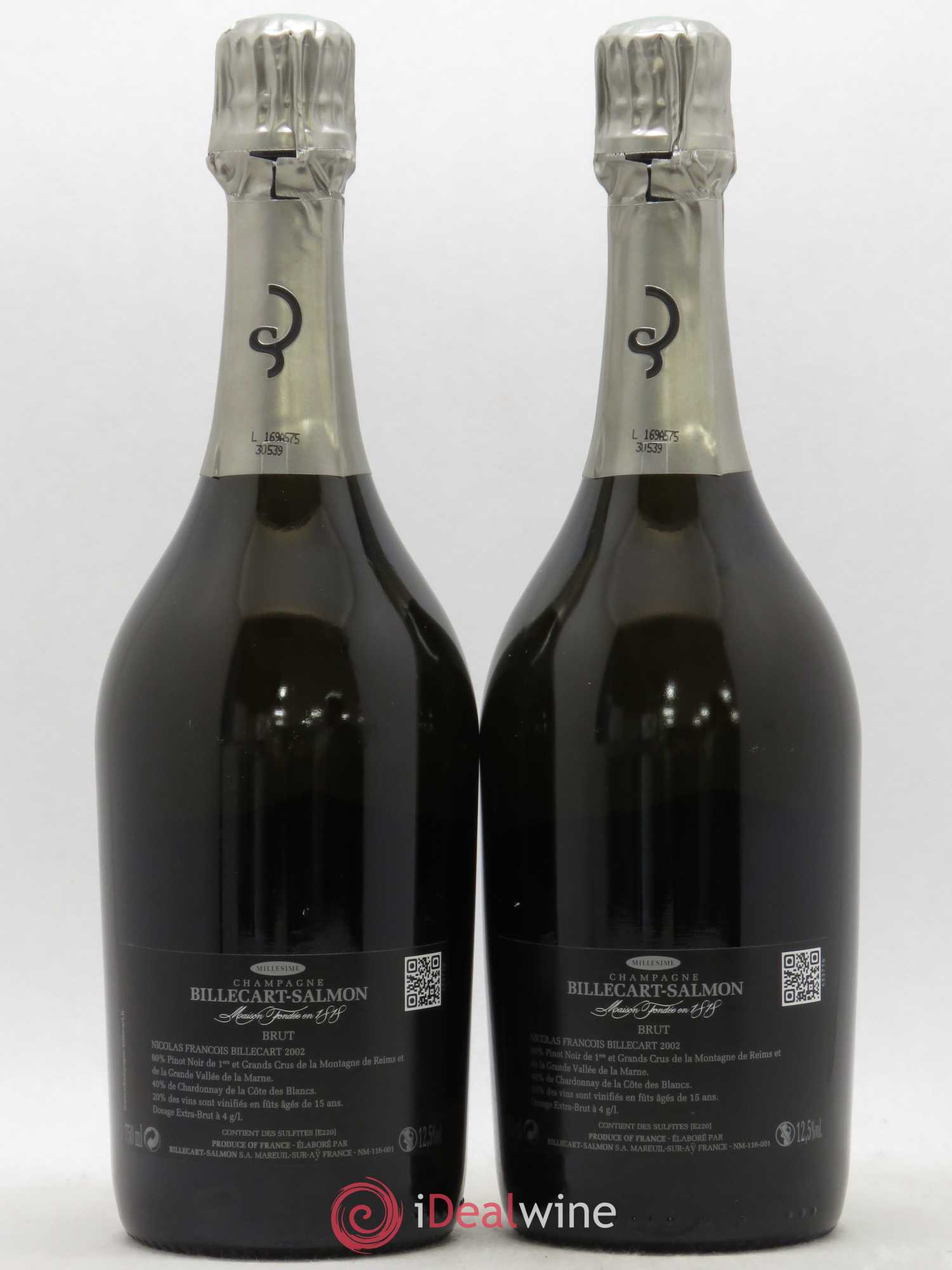 Brut Nicolas François Billecart Billecart-Salmon 2002 - Lot de 2 bouteilles - 1