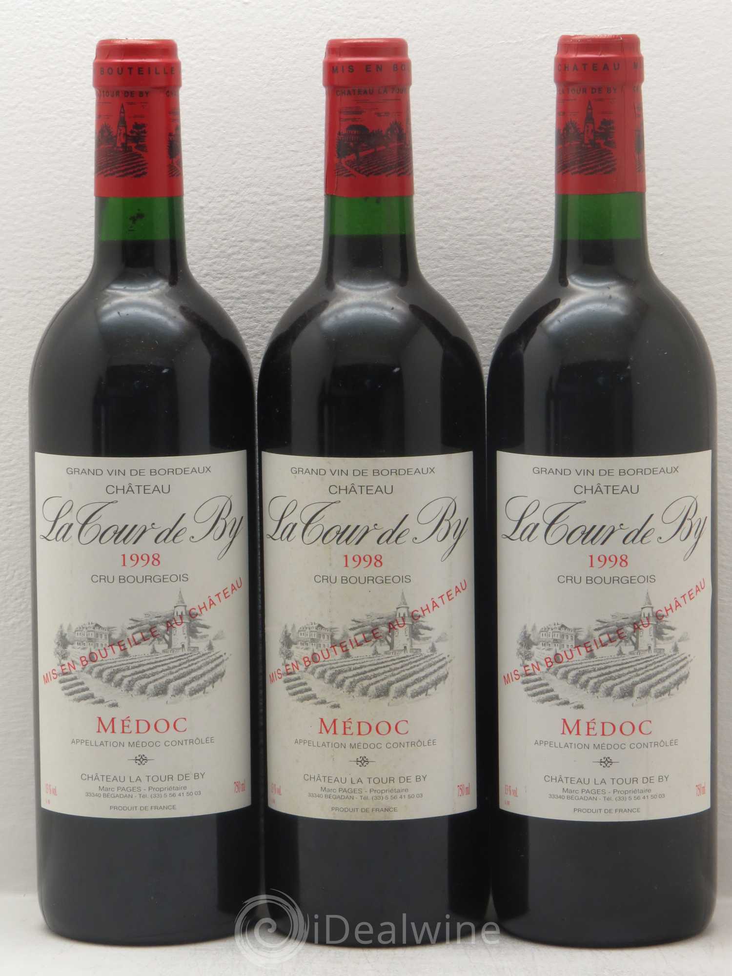 Château La Tour de By Cru Bourgeois (sans prix de reserve) 1998 - Lot de 5 bouteilles - 1