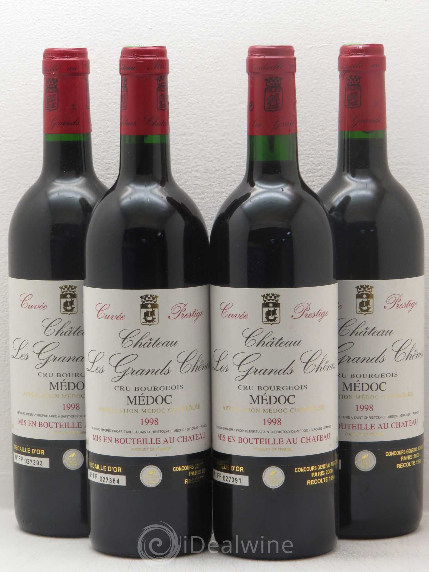 Médoc Les Grands Chênes cuvee prestige (sans prix de reserve) 1998 - Posten von 4 Flaschen - 0