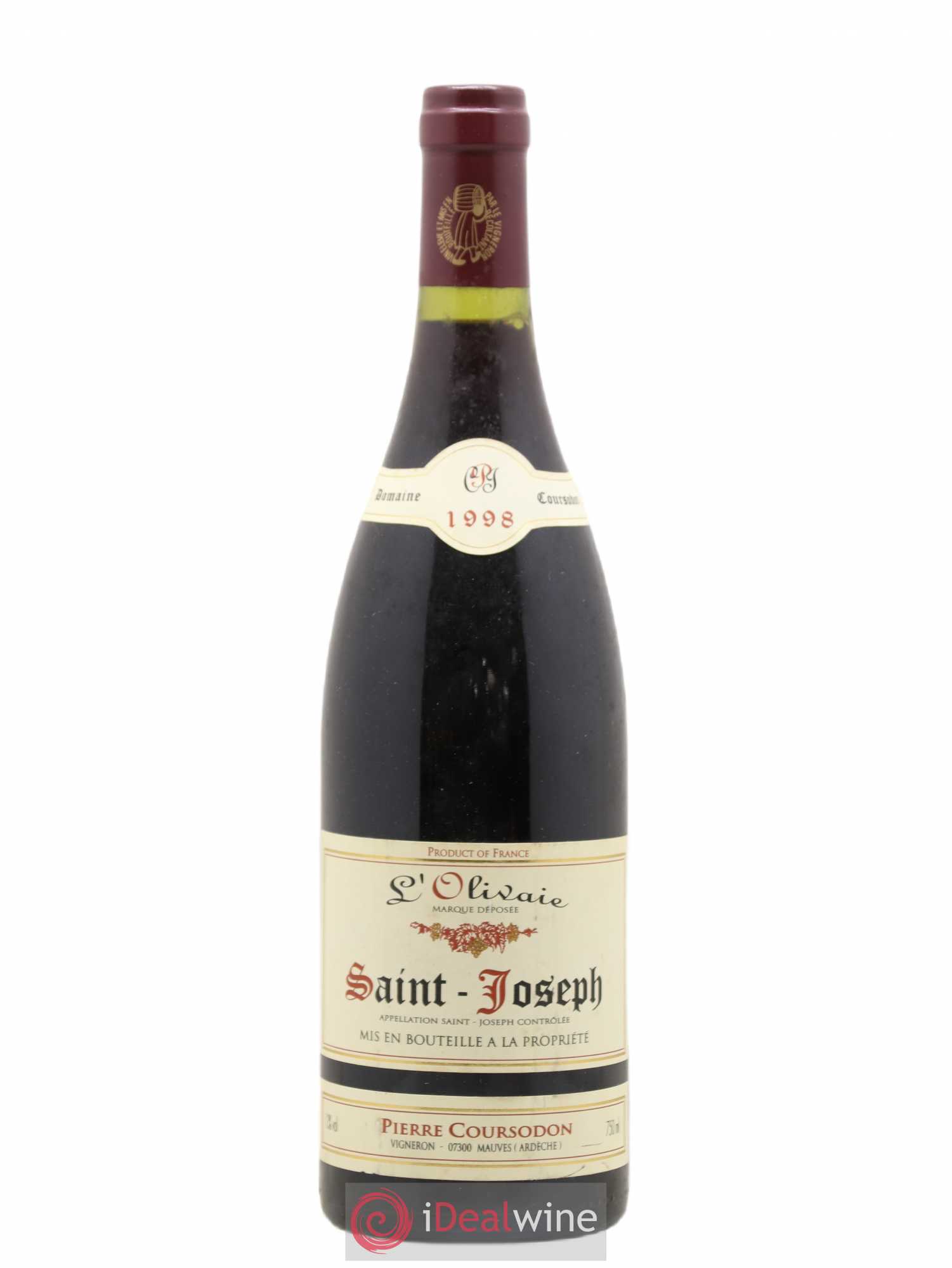 Saint-Joseph L'Olivaie Pierre et Jérôme Coursodon 1998 - Lot de 1 bouteille - 0