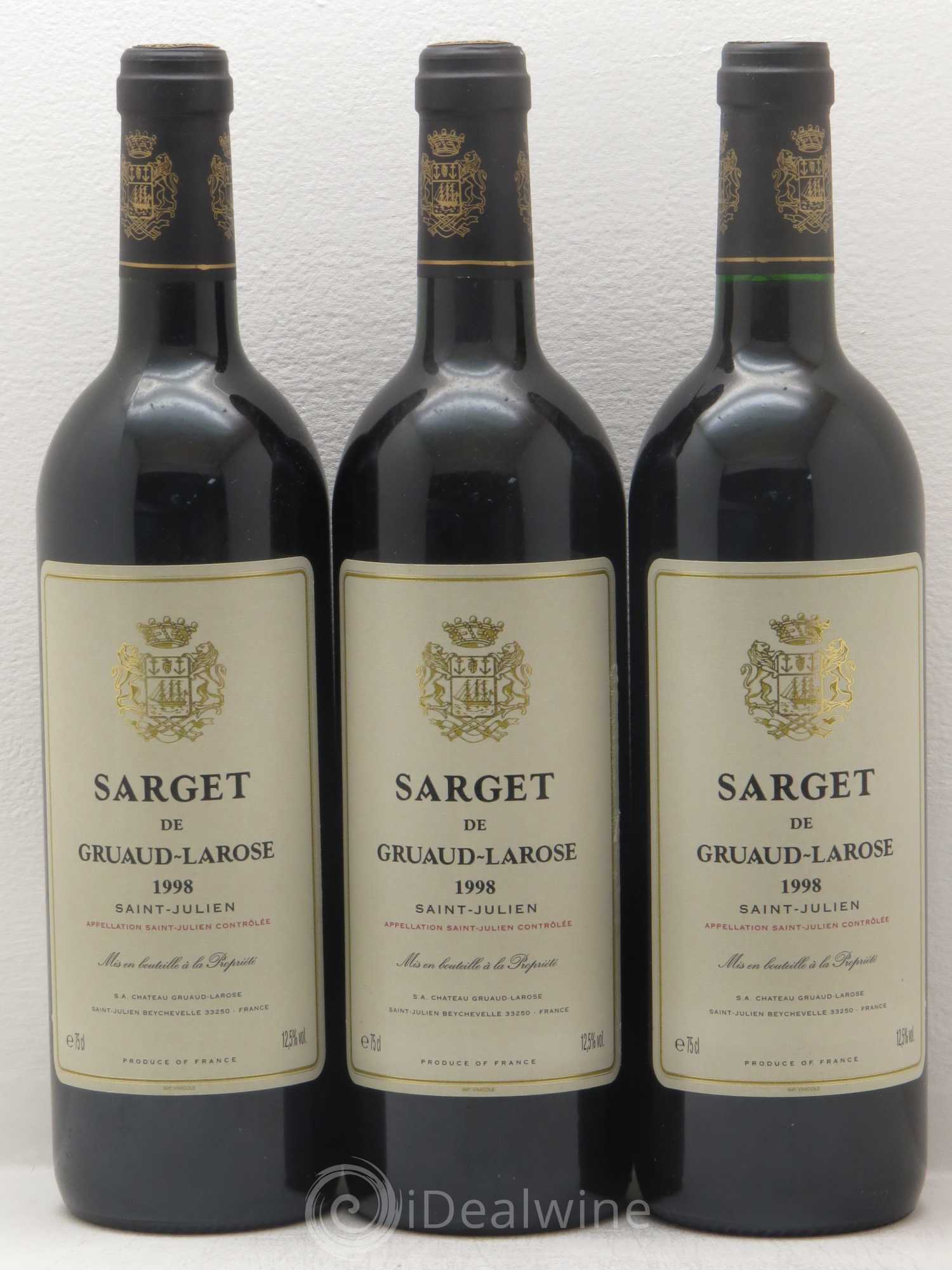 Sarget de Gruaud Larose Second Vin 1998 - Lot de 3 bouteilles - 0