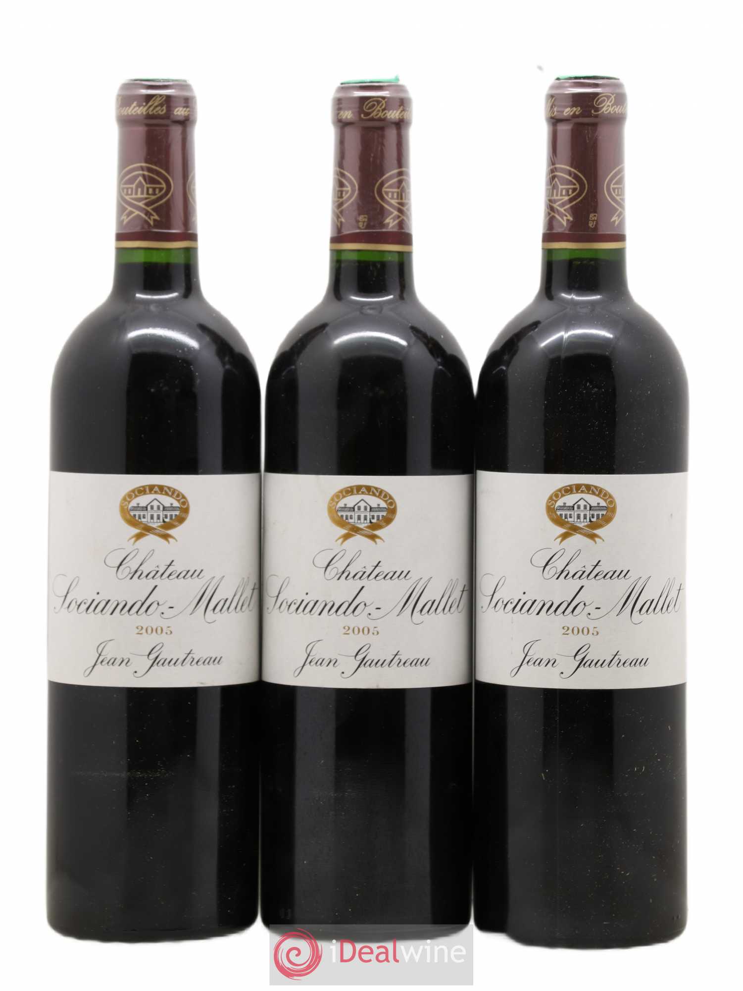 Château Sociando Mallet 2005 - Lot de 3 bouteilles - 0