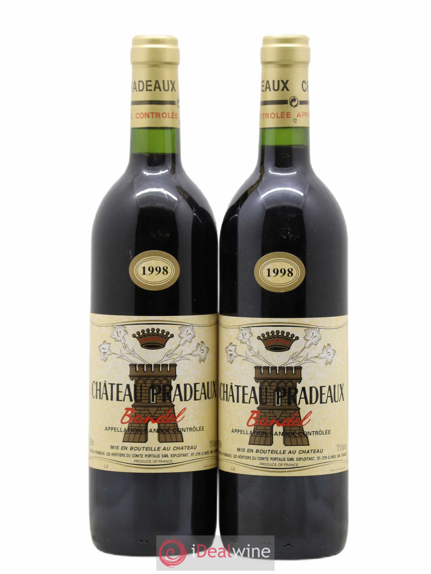 Bandol Château Pradeaux Famille Portalis 1998 - Lot de 2 bouteilles - 0