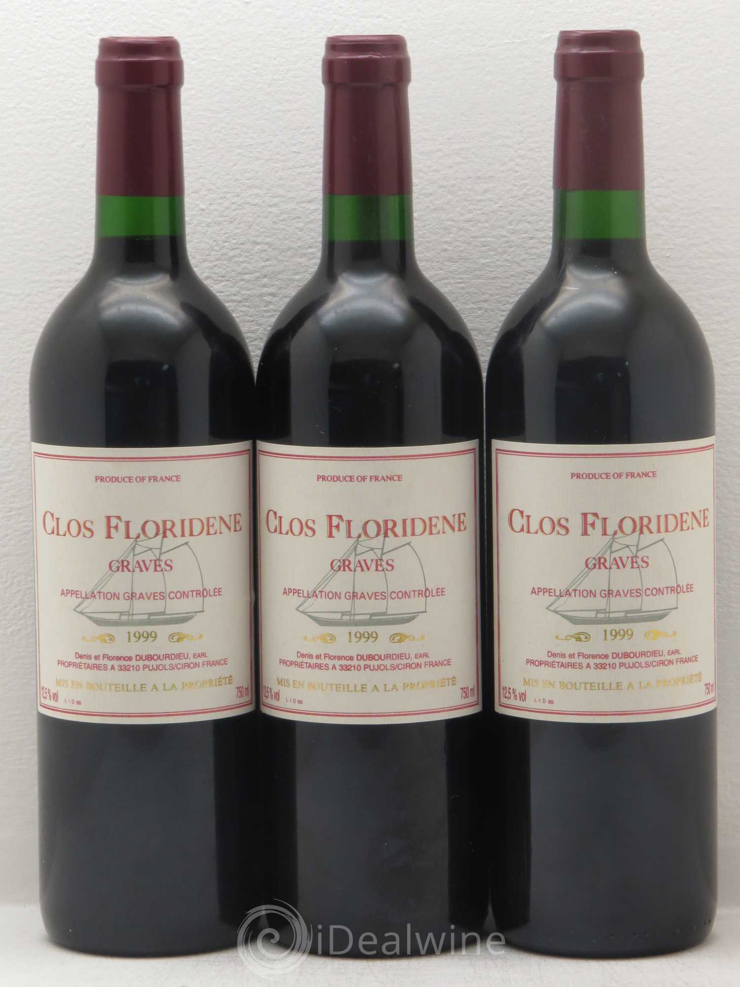 Clos Floridène 1999 - Posten von 3 Flaschen - 0