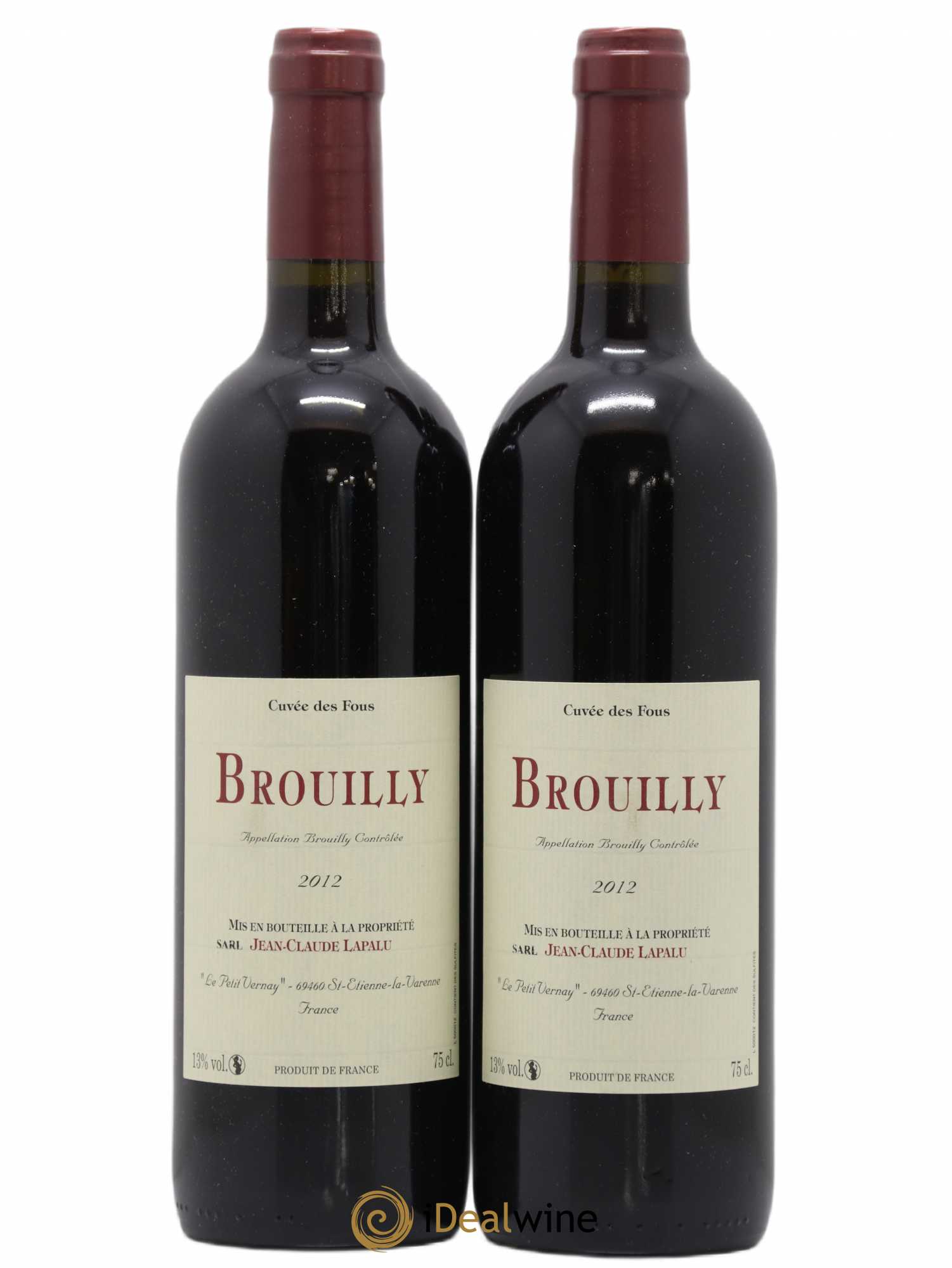 Brouilly Cuvée des Fous Jean-Claude Lapalu 2012 - Lot de 2 bouteilles - 0