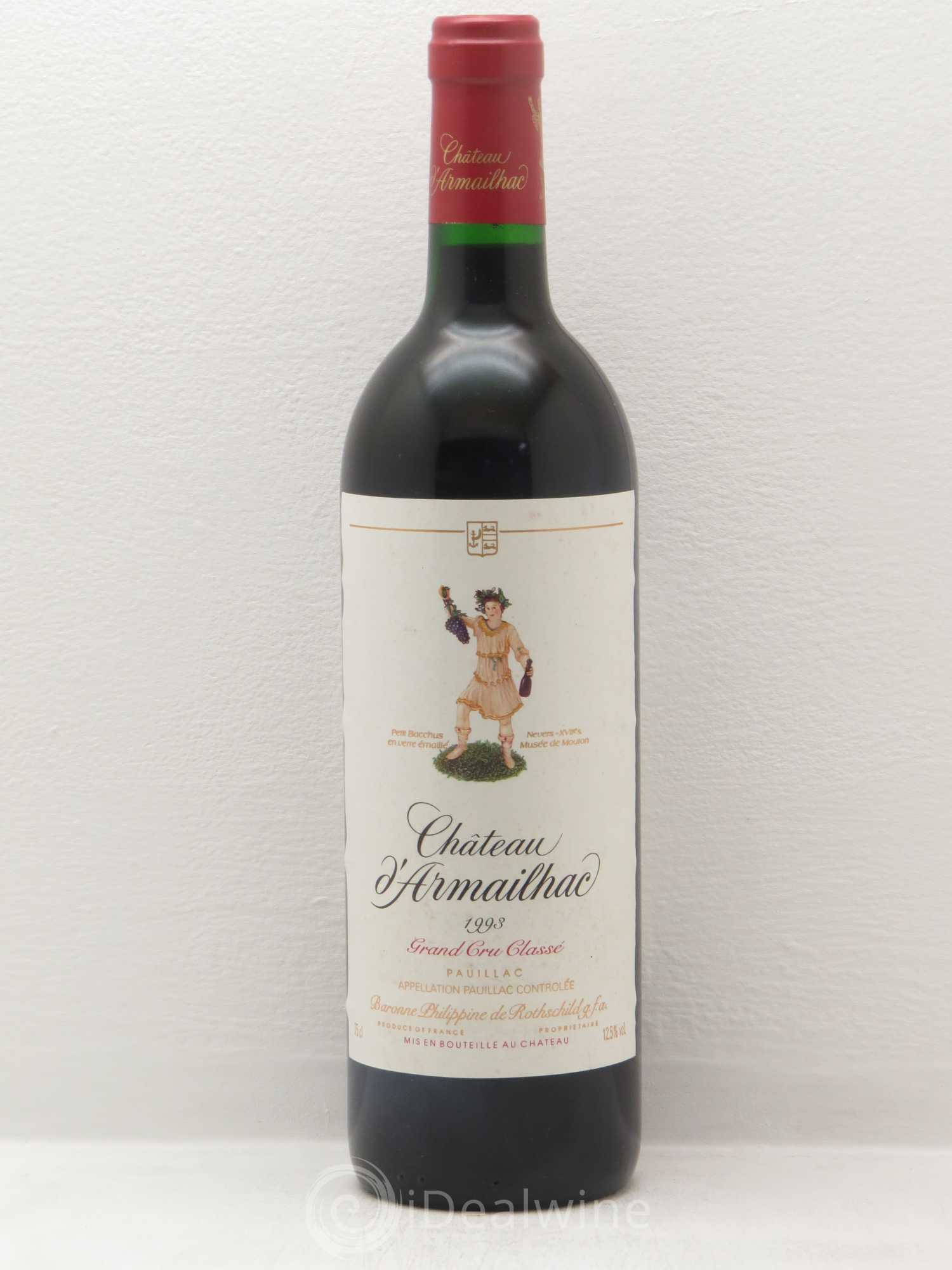 Château d' Armailhac - Mouton Baron(ne) Philippe 5ème Grand Cru Classé 1993 - Lot de 1 bouteille - 0