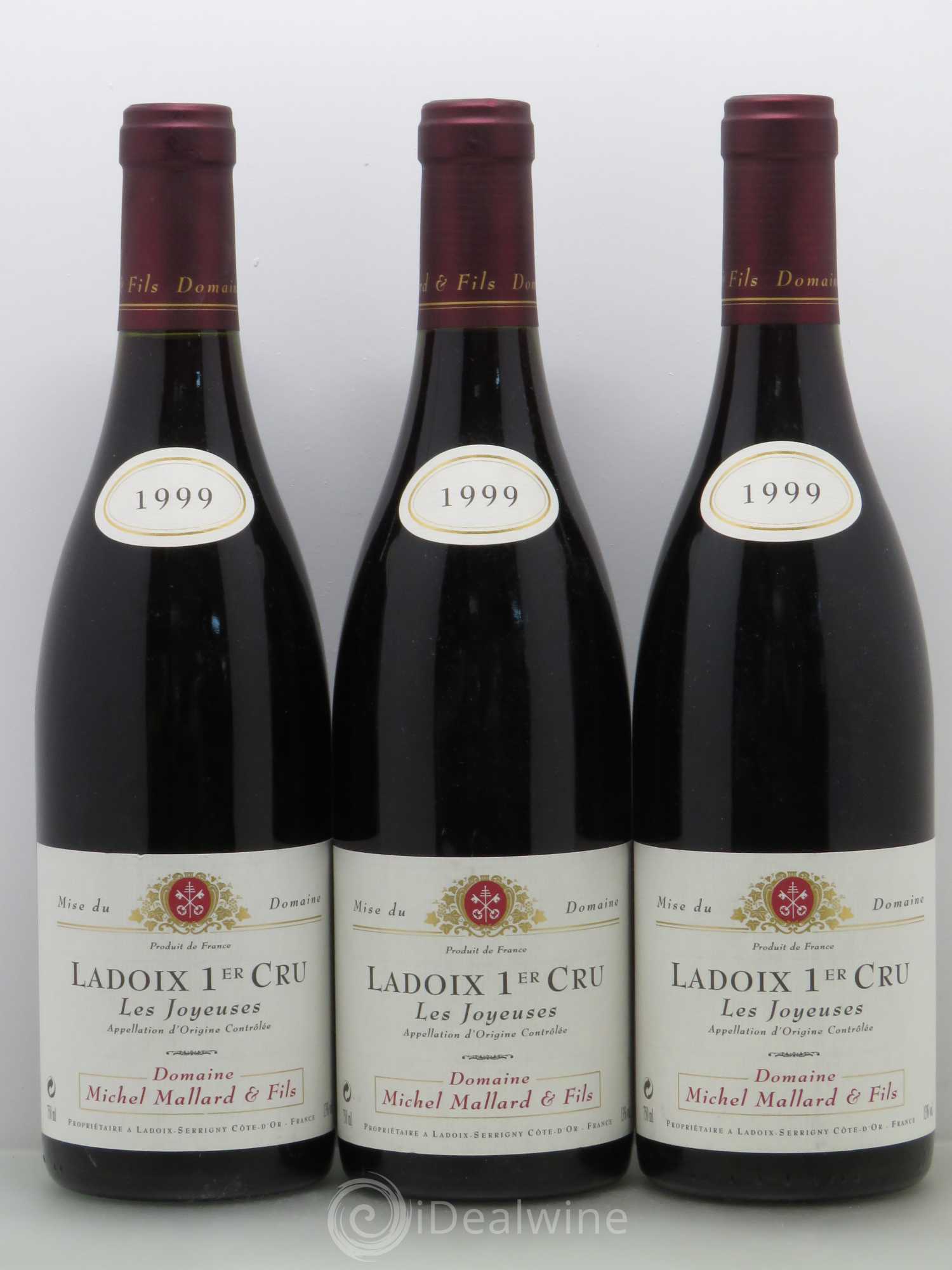 Ladoix 1er Cru Les Joyeuses Michel Mallard 1999 - Lot de 3 bouteilles - 0