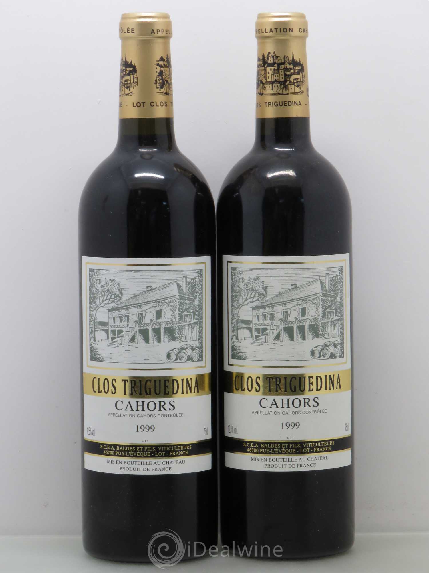 Cahors Clos Triguedina Jean-Luc Baldès 1999 - Lot de 2 bouteilles - 0