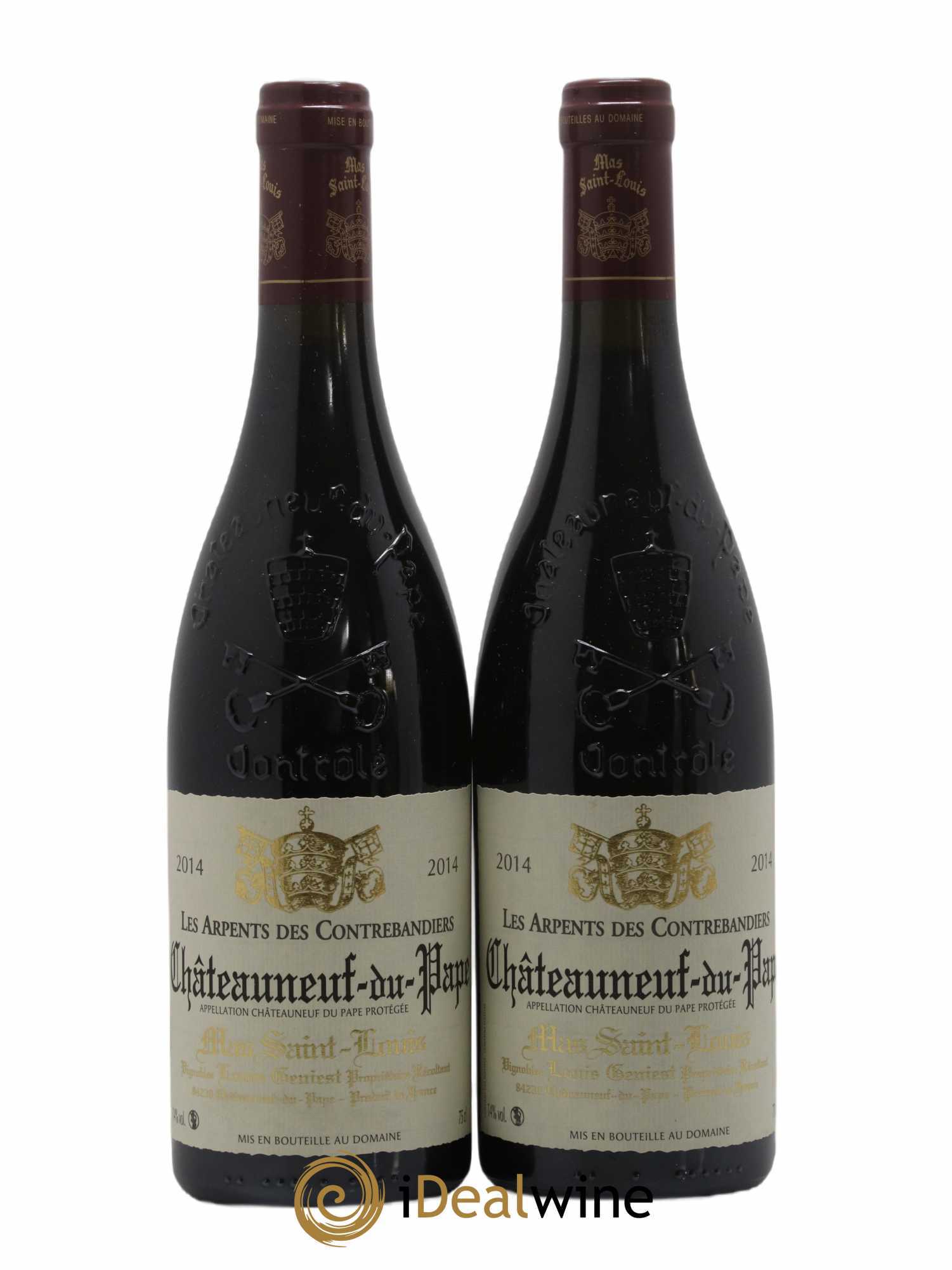 Châteauneuf-du-Pape Les Arpents des Contrebandiers Mas Saint-Louis 2014 - Lot de 2 bouteilles - 0