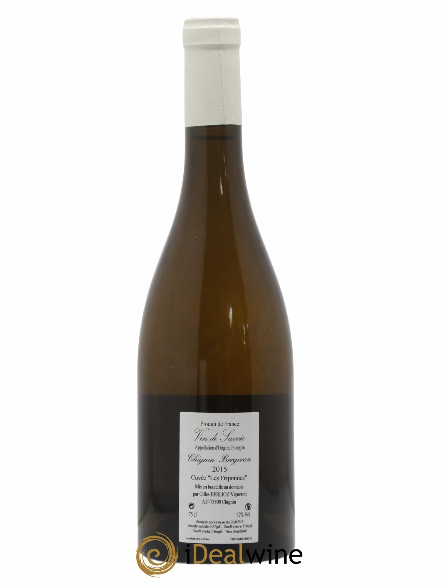 Vin de Savoie Chignin-Bergeron Les Friponnes Gilles Berlioz 2015 - Lot of 1 bottle - 1