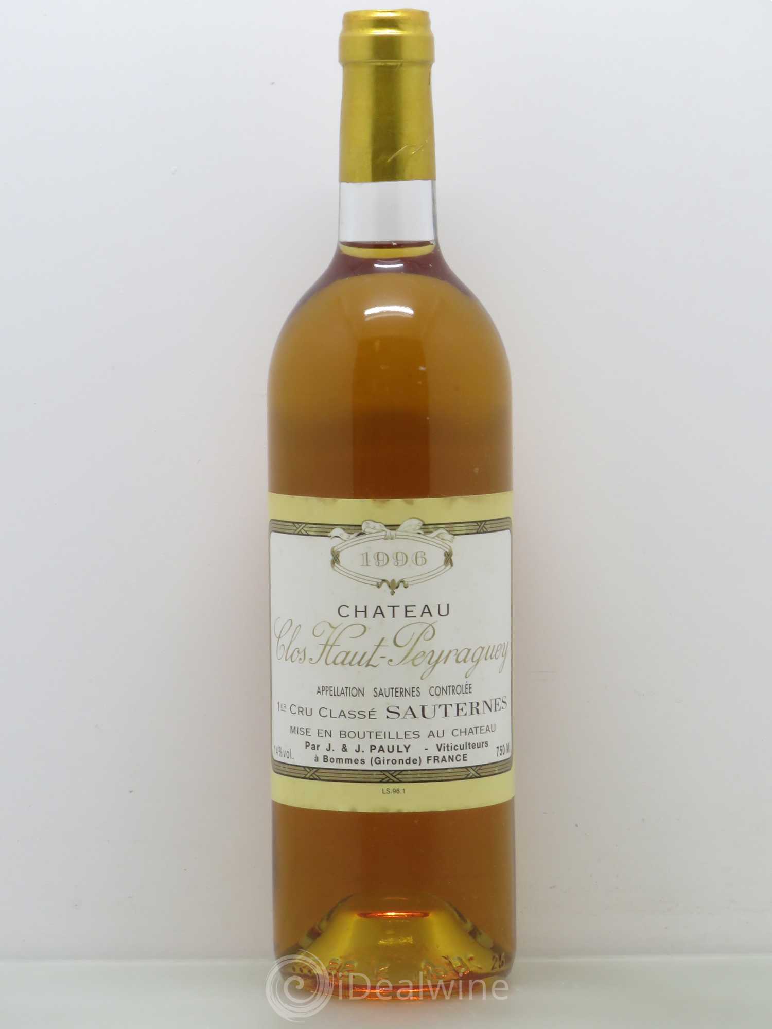 Clos Haut-Peyraguey 1er Grand Cru Classé 1996 - Lotto di 1 bottiglia - 0