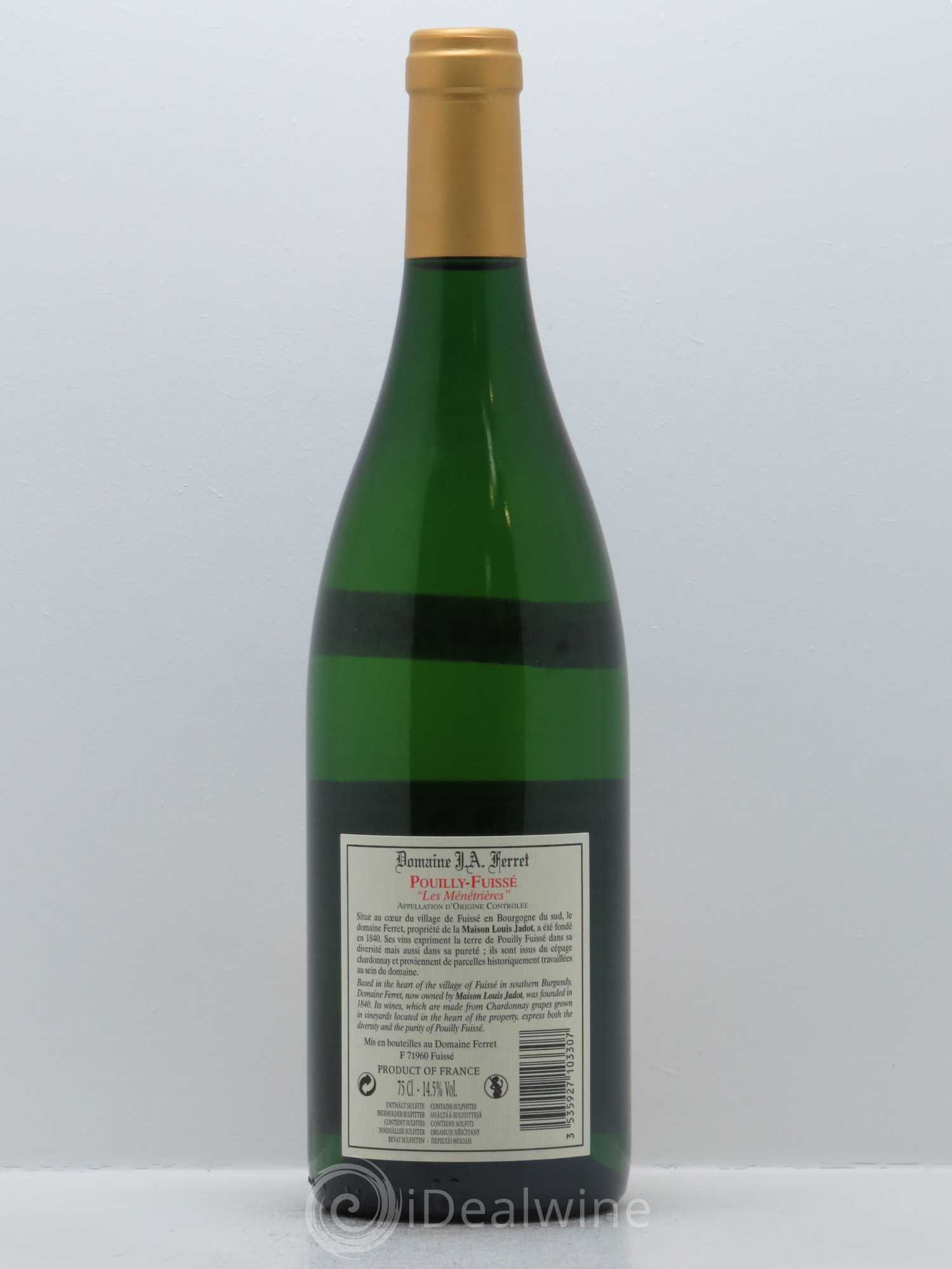 Pouilly-Fuissé 1er Cru Hors Classe Les Ménétrières J.A. Ferret (Domaine) 2015 - Lot de 1 bouteille - 1