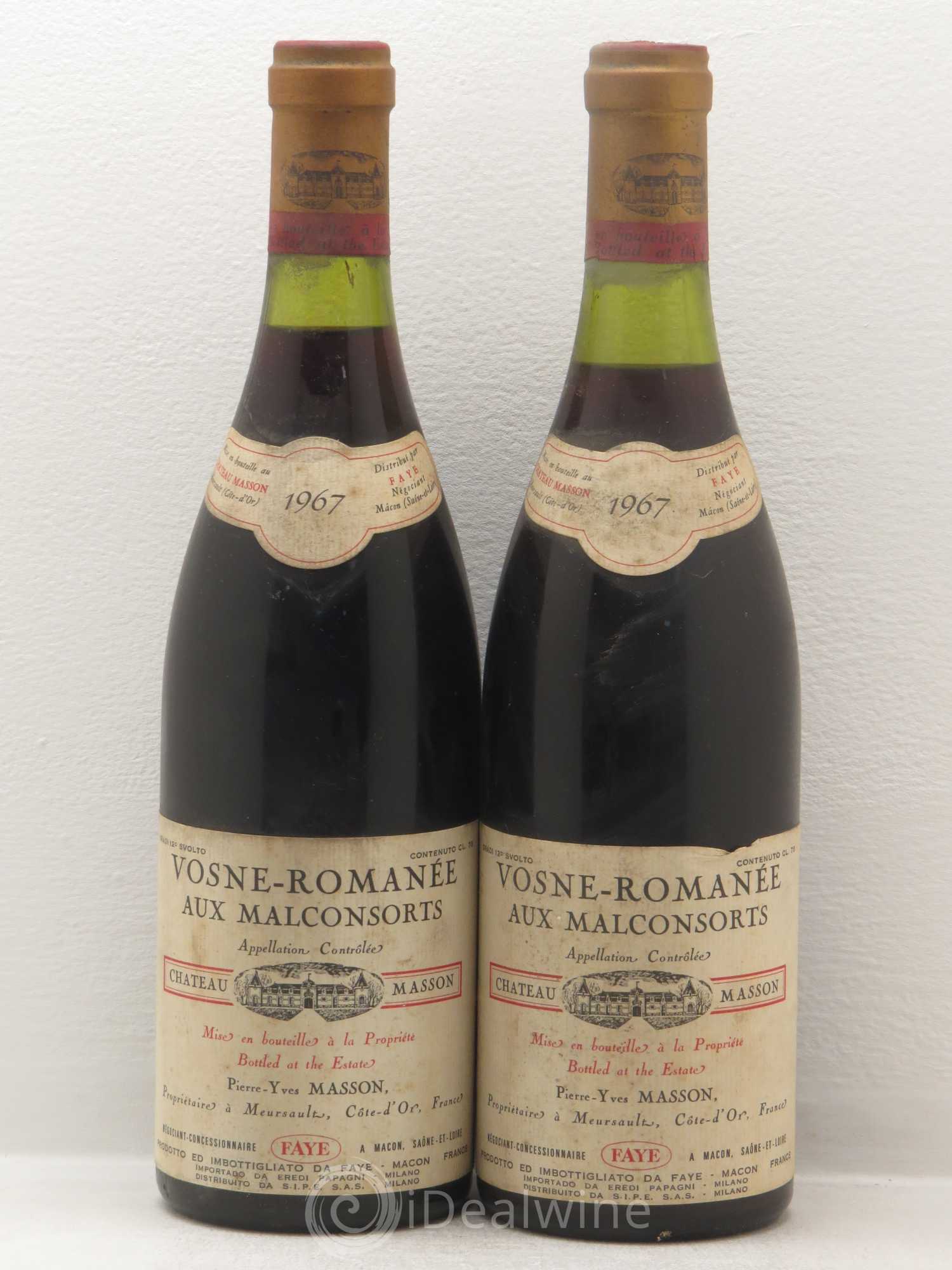 Vosne-Romanée Pierre-Yves Masson Aux Malconsorts 1967 - Posten von 2 Flaschen - 0