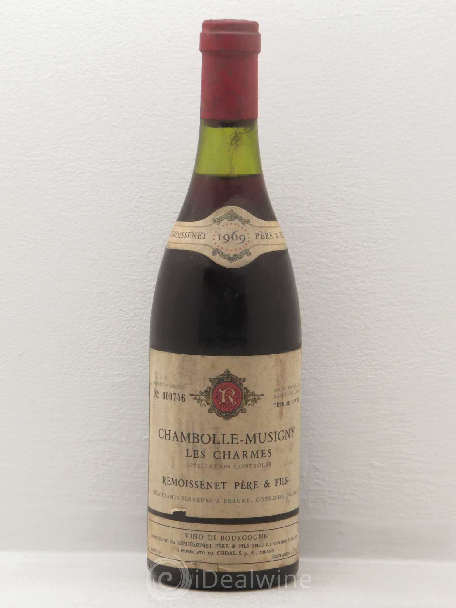 Chambolle-Musigny Les Charmes Tête de Cuvée Remoissenet Père et Fils 1969 - Posten von 1 Flasche - 0
