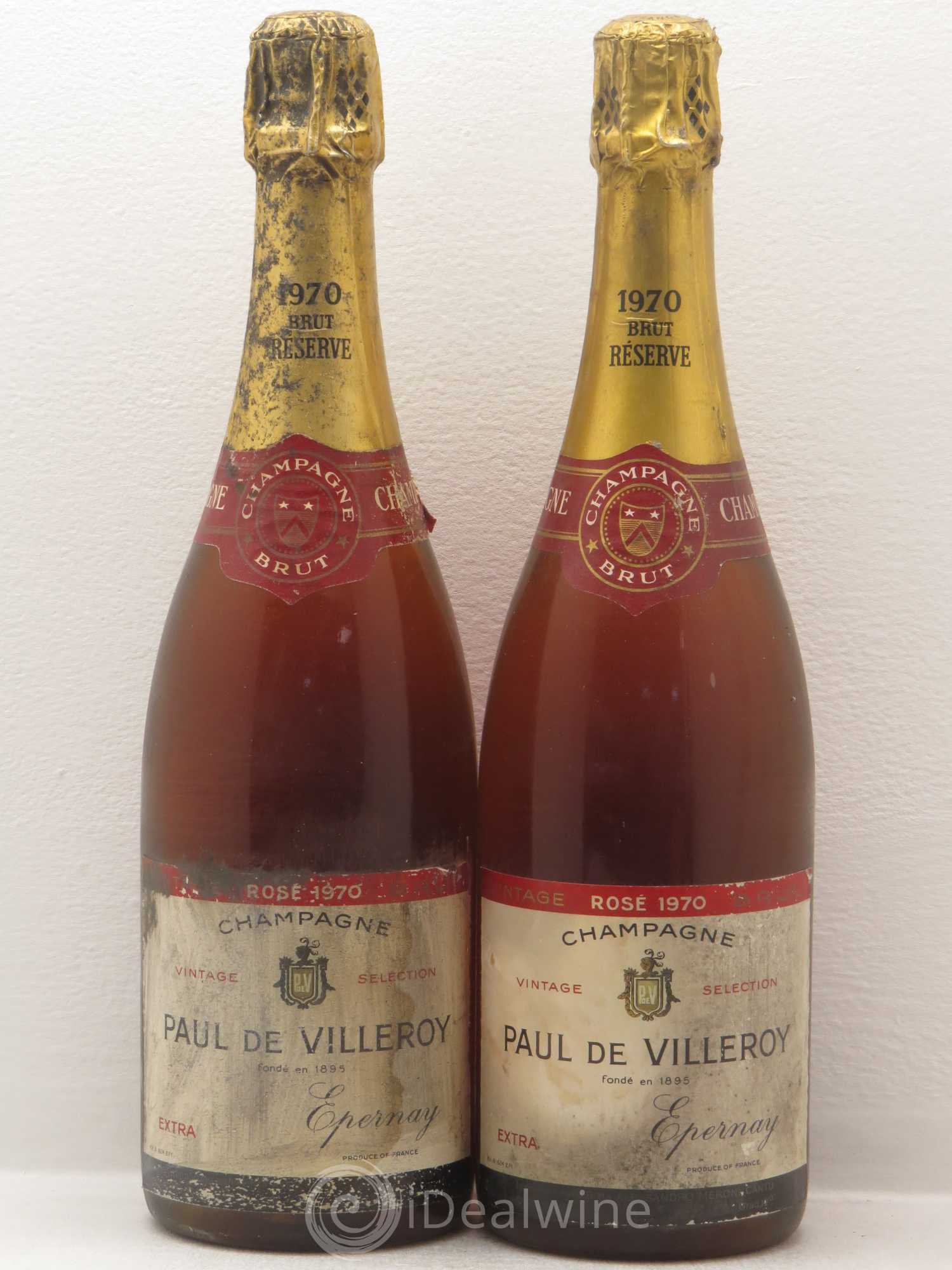 Champagne - Brut Réserve Vintage Rosé Paul de Villeroy 1970 - Posten von 2 Flaschen - 0