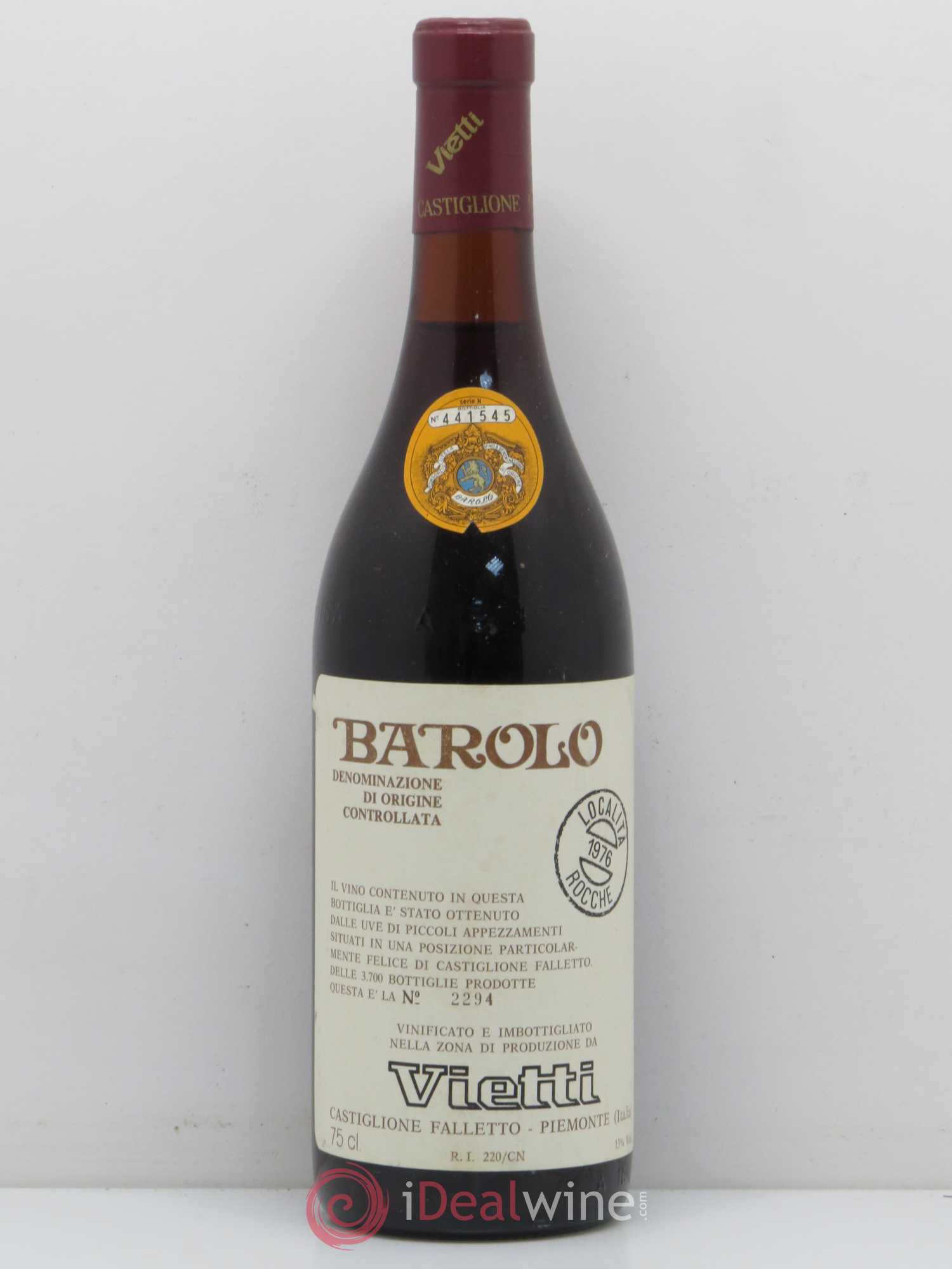 Barolo Rocche Vietti 1976 - Lot de 1 bouteille - 0