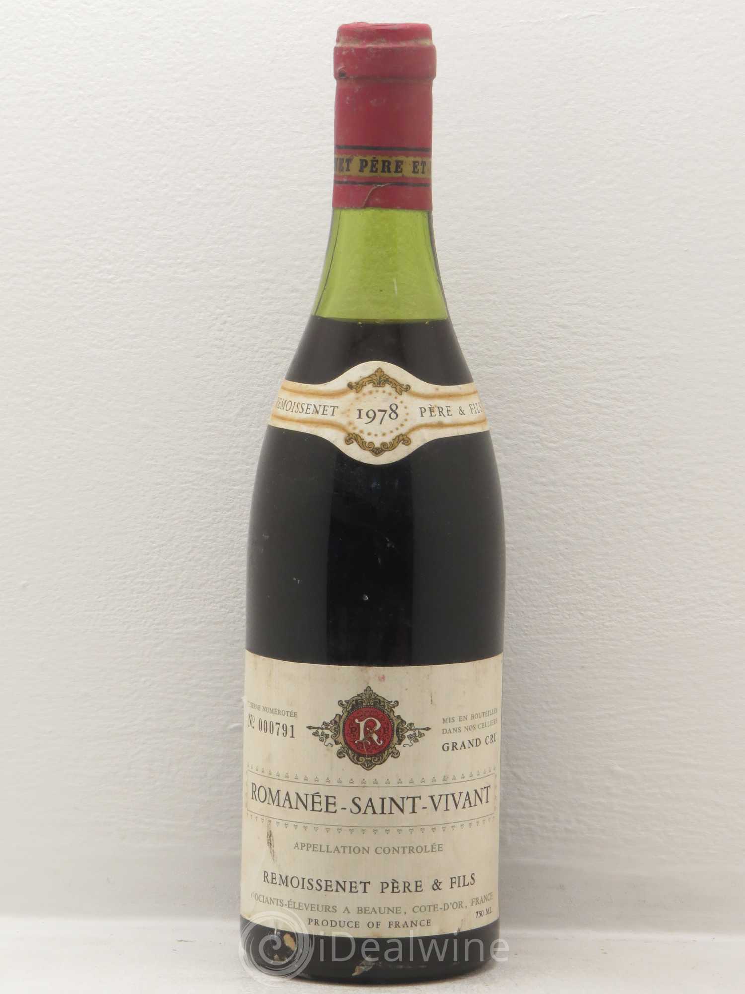 Romanée-Saint-Vivant Grand Cru Remoissenet 1978 - Lot de 1 bouteille - 0