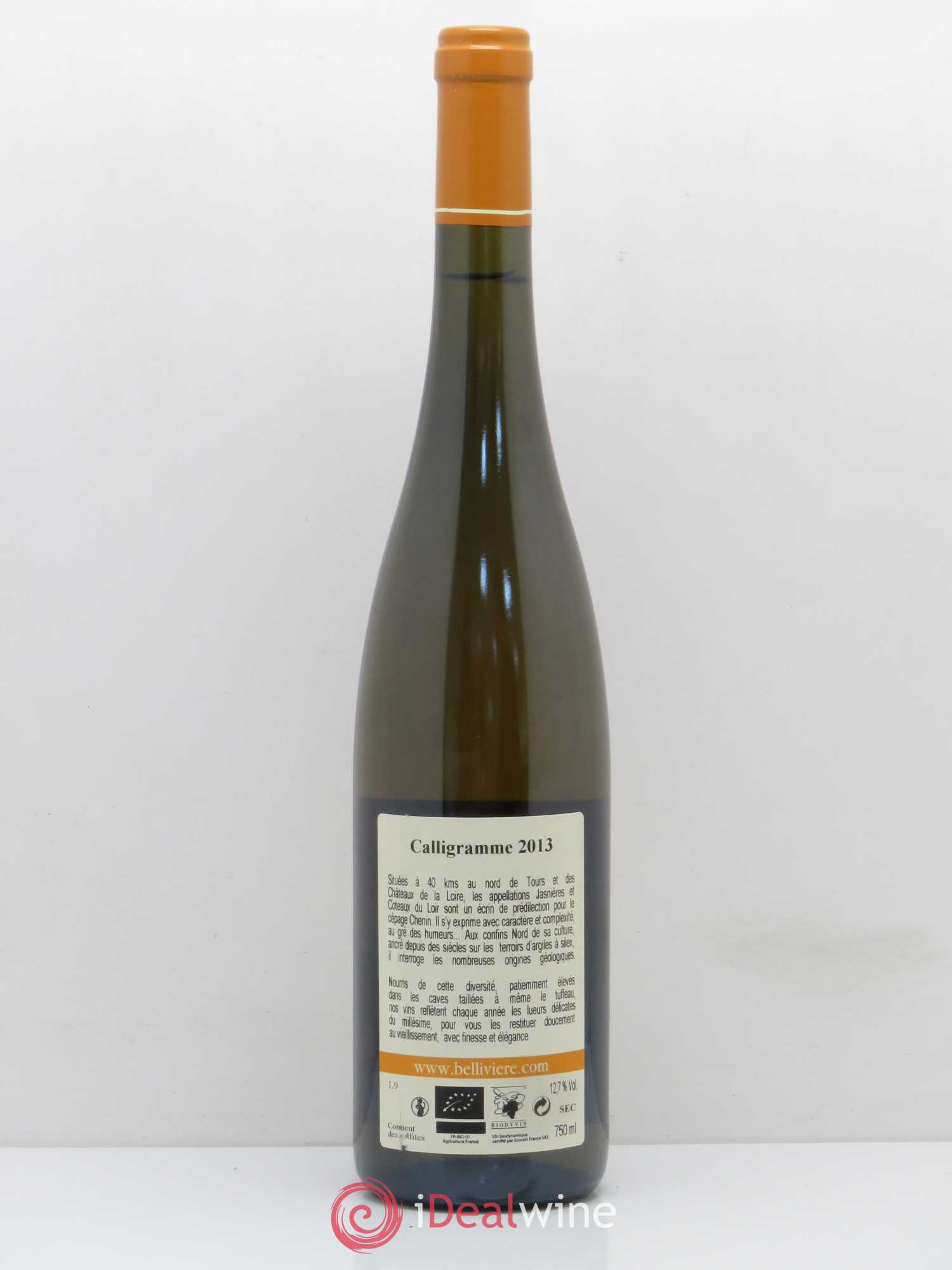 Jasnières Calligramme Domaine de Bellivière 2013 - Lot de 1 bouteille - 1