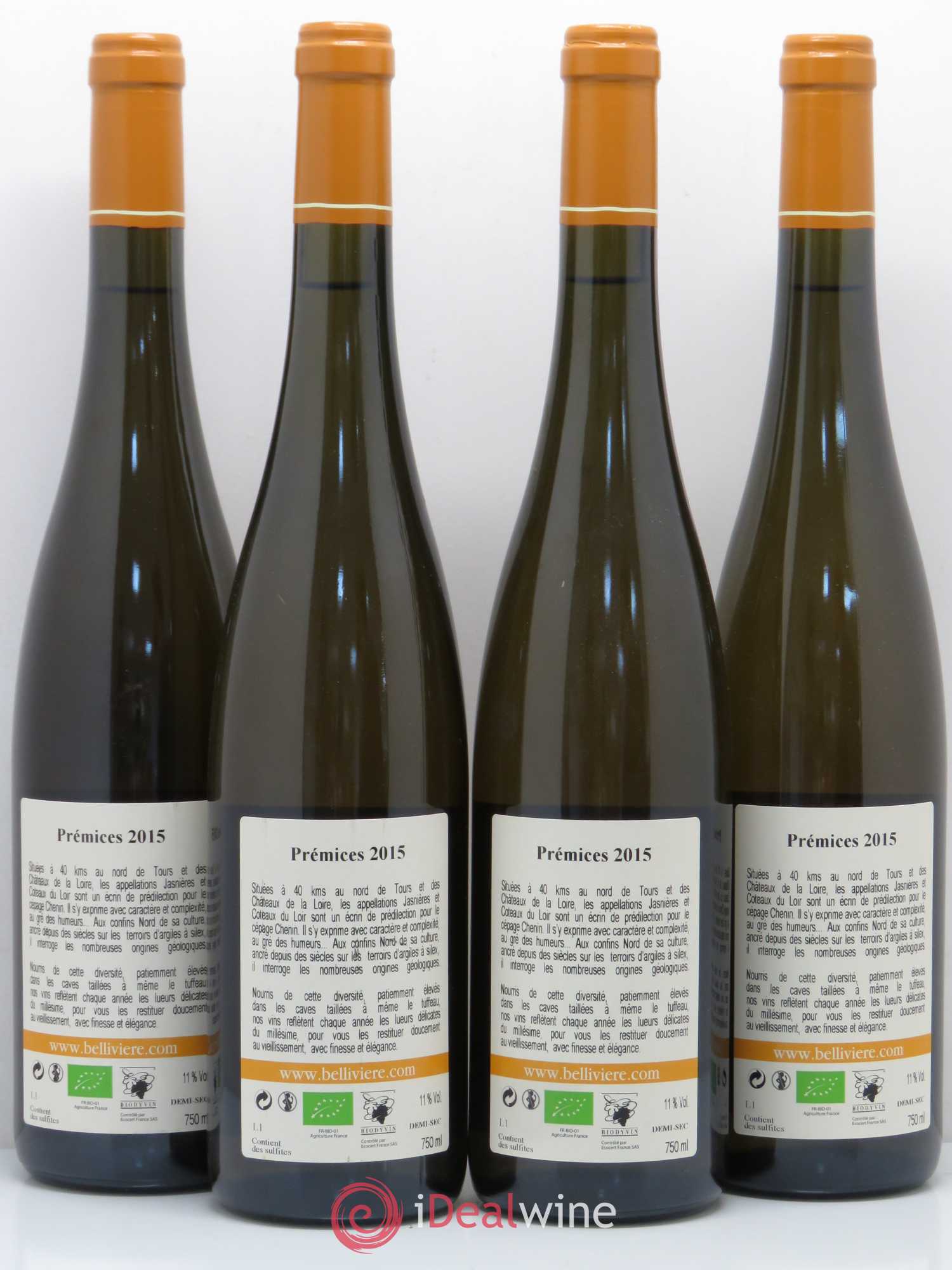 Jasnières Les Prémices Domaine de Bellivière 2015 - Lot de 4 bouteilles - 1