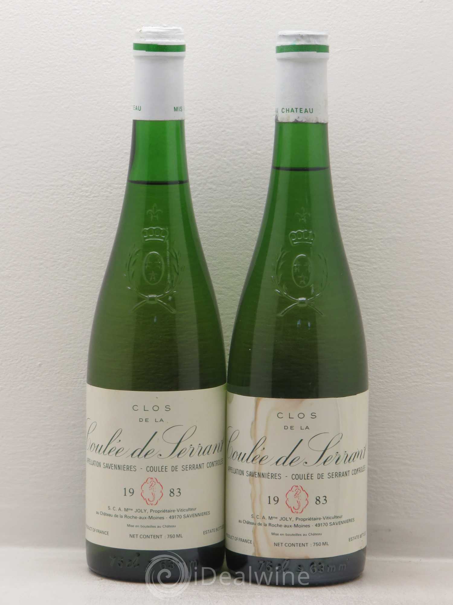 Savennières Clos de la Coulée de Serrant Vignobles de la Coulée de Serrant - Nicolas Joly 1983 - Lot de 2 bouteilles - 0